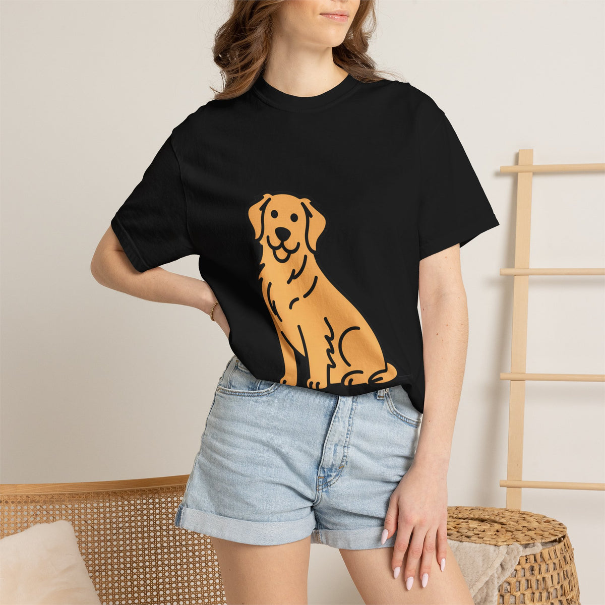 Golden Retriever Shirt, Minimalist Dog Silhouette T-Shirt, Cute Line Art Dog Lover Gift, Retriever Mom Dad Tee