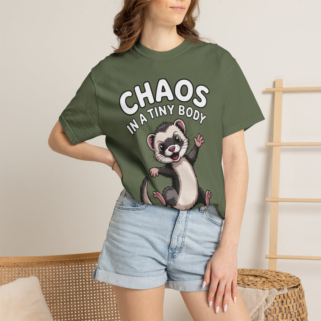Funny Ferret Shirt, Chaos In A Tiny Body T-Shirt, Cute Ferret Lover Gift, Funny Pet Owner Tee, Ferret Mom Dad Shirt