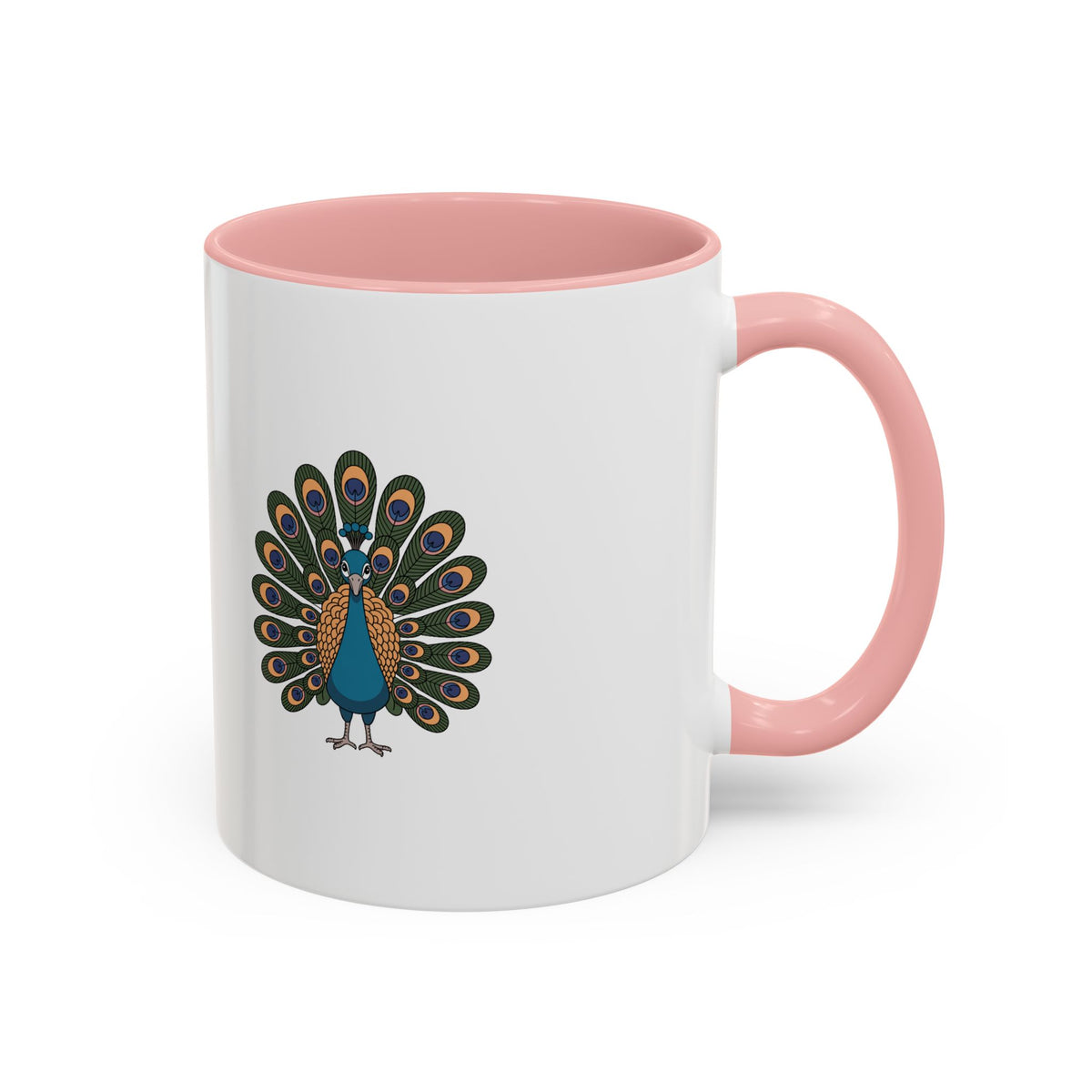 Cute Peacock Mug, Fanned Feather Peacock Coffee Cup, Bird Lover Gift, Cartoon Peacock Ceramic Mug, Colorful Feather Pattern Mug