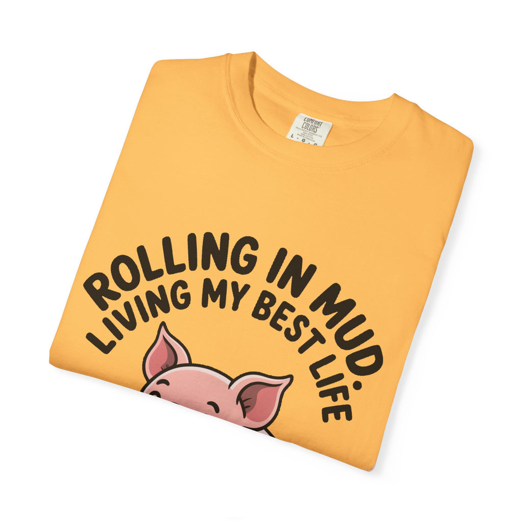 Living My Best Life Pig Shirt, Funny Pig Lover T-Shirt, Rolling In Mud Farm Animal Tee, Cute Pig Graphic Gift