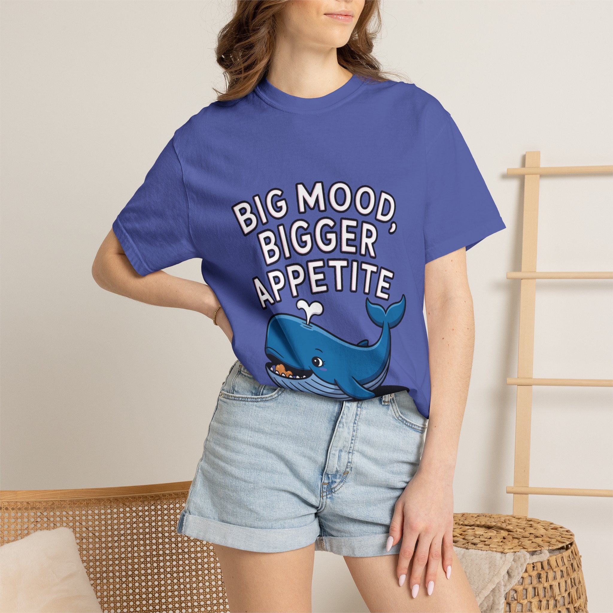 Funny Whale Shirt, Big Mood Bigger Appetite T-Shirt, Cute Snack Lover Tee, Foodie Gift for Whale Lovers