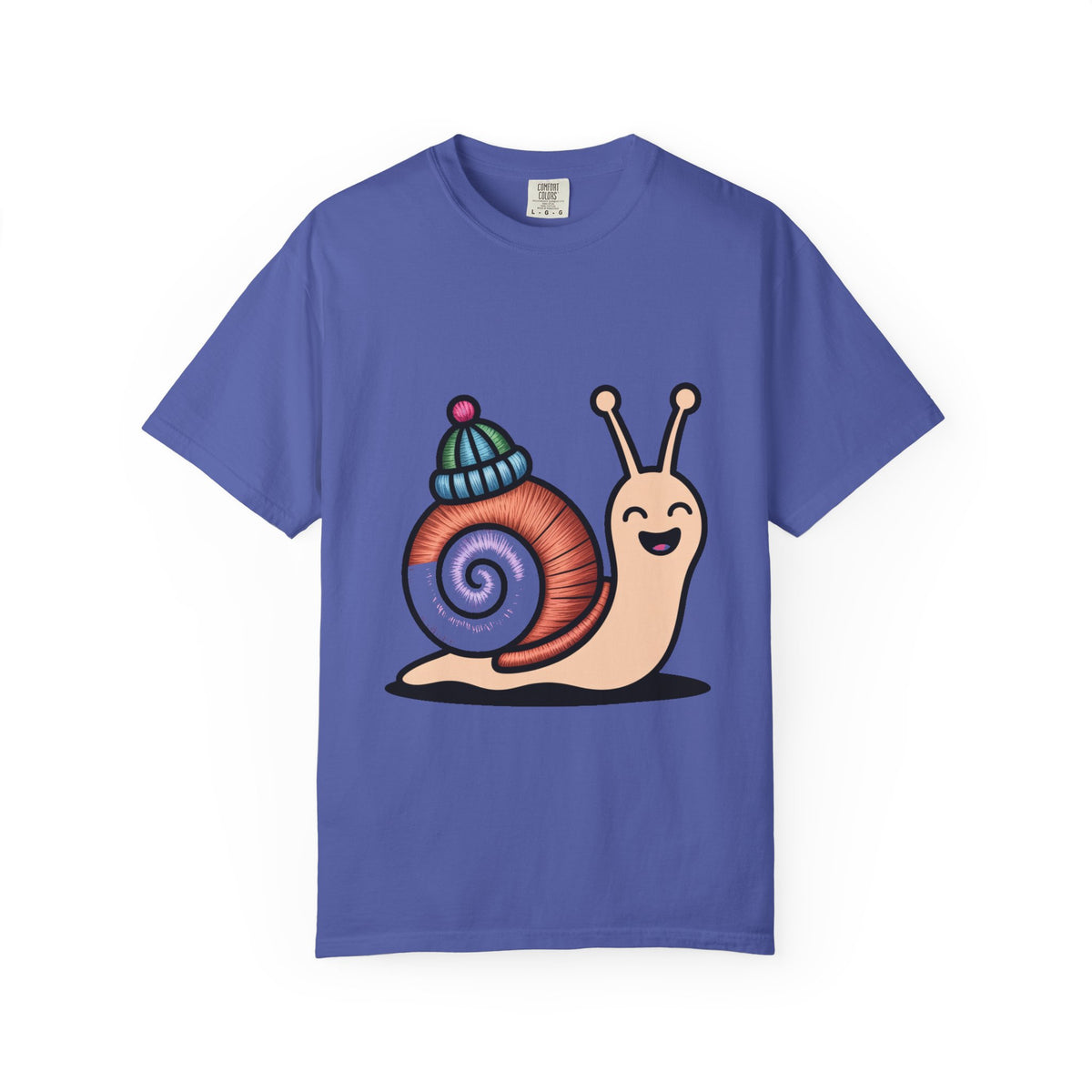 Cute Snail With Tiny Hat T-Shirt, Funny Cottagecore Snail Shirt, Cartoon Snail Lover Gift, Garment-Dyed Unisex Tee