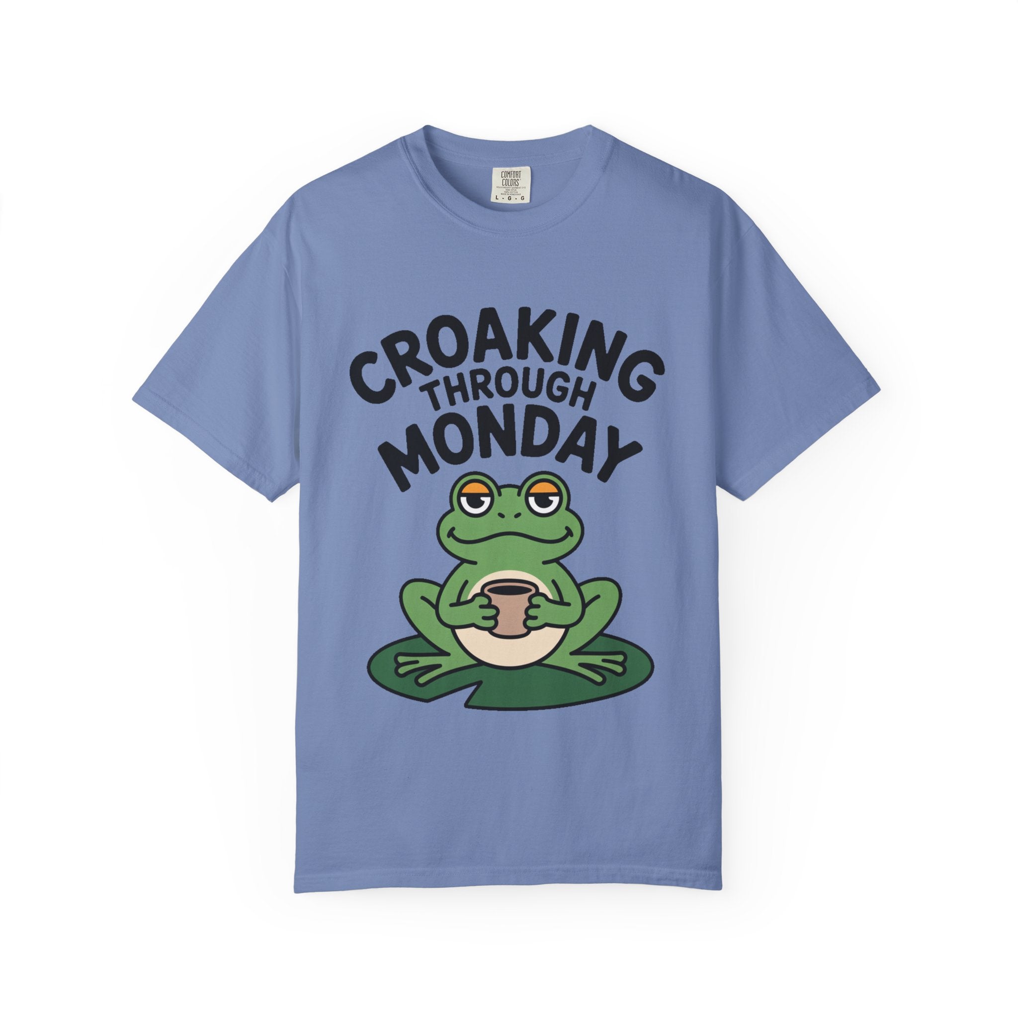 Croaking Through Monday Shirt, Funny Frog Coffee T-Shirt, Cute Frog Lover Gift, Monday Mood Tee, Sarcastic Frog Shirt