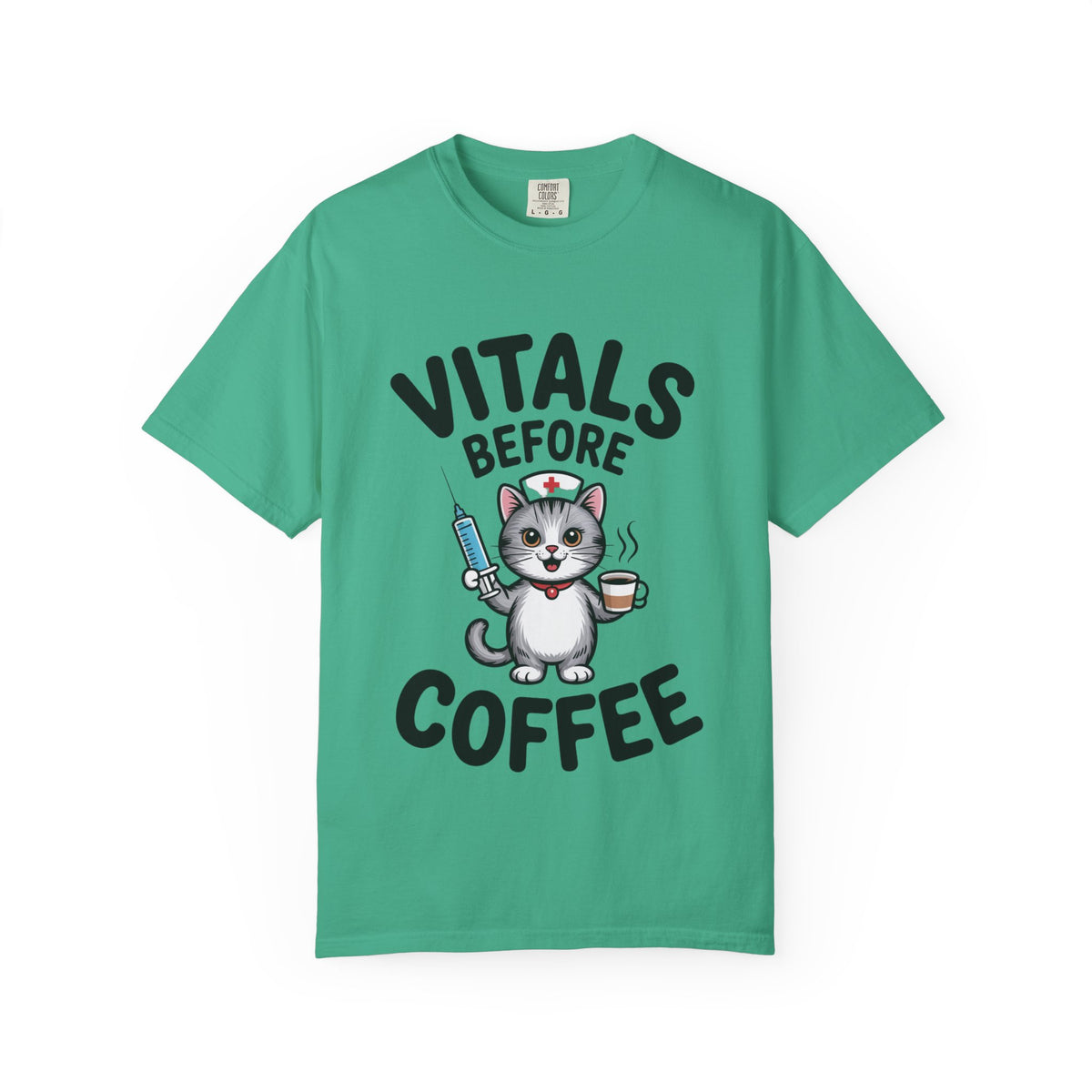 Vitals Before Coffee Nurse Shirt, Funny Nurse Cat T-Shirt, Cute Nurse Gift, Nursing Student Shirt, RN Coffee Lover Tee