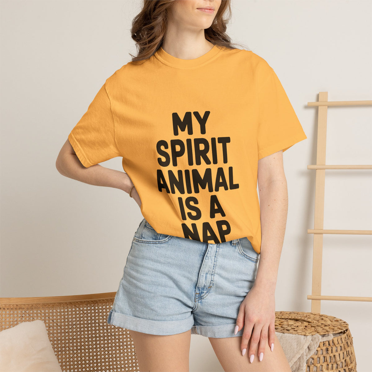 My Spirit Animal Is A Nap T-Shirt, Funny Nap Lover Shirt, Lazy Day Sarcastic Tee, Nap Queen King Gift, Garment Dyed Unisex Tee