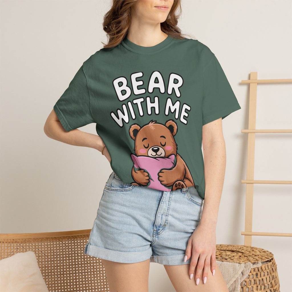 Bear With Me Shirt, Cute Sleepy Bear T-Shirt, Funny Bear Hug Pillow Tee, Cozy Introvert Gift