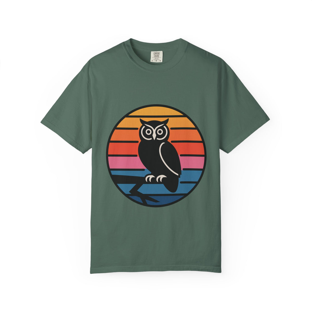 Retro Sunset Owl Badge T-Shirt