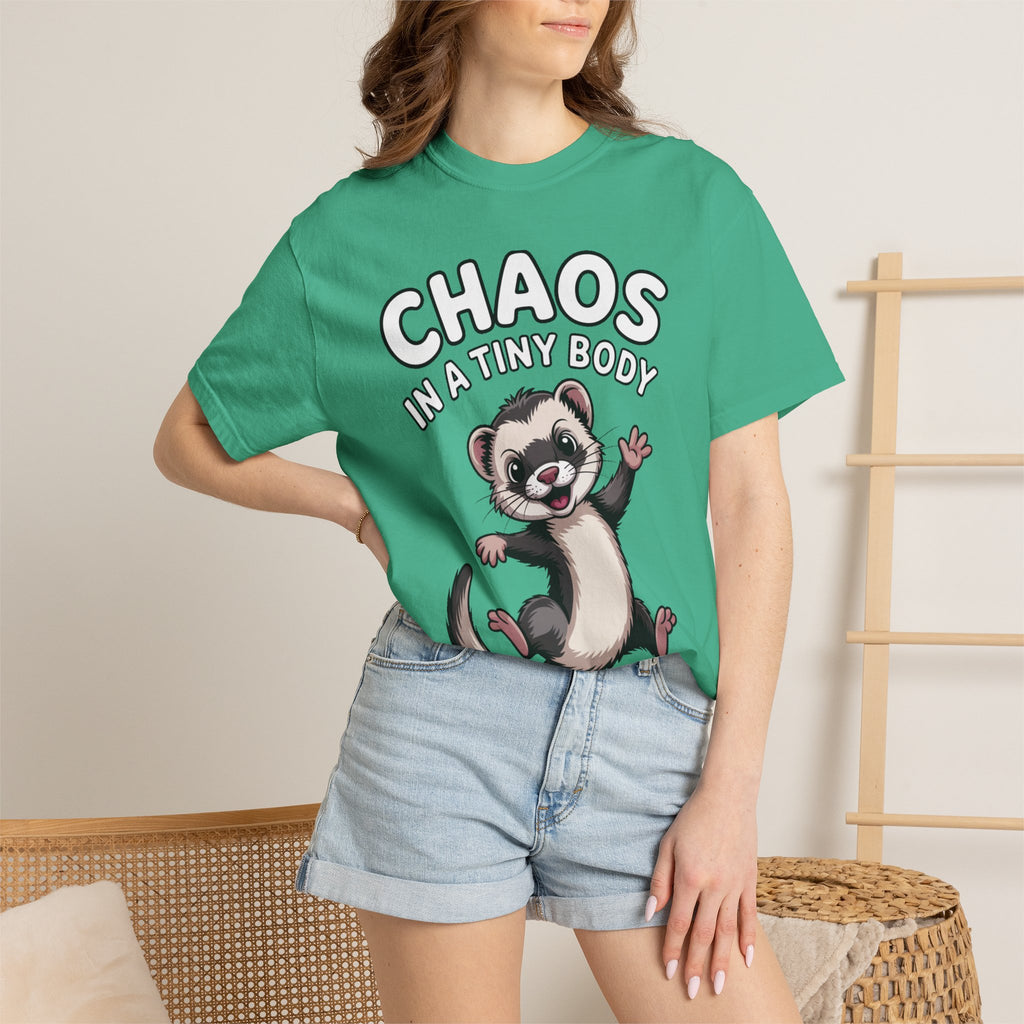 Funny Ferret Shirt, Chaos In A Tiny Body T-Shirt, Cute Ferret Lover Gift, Funny Pet Owner Tee, Ferret Mom Dad Shirt