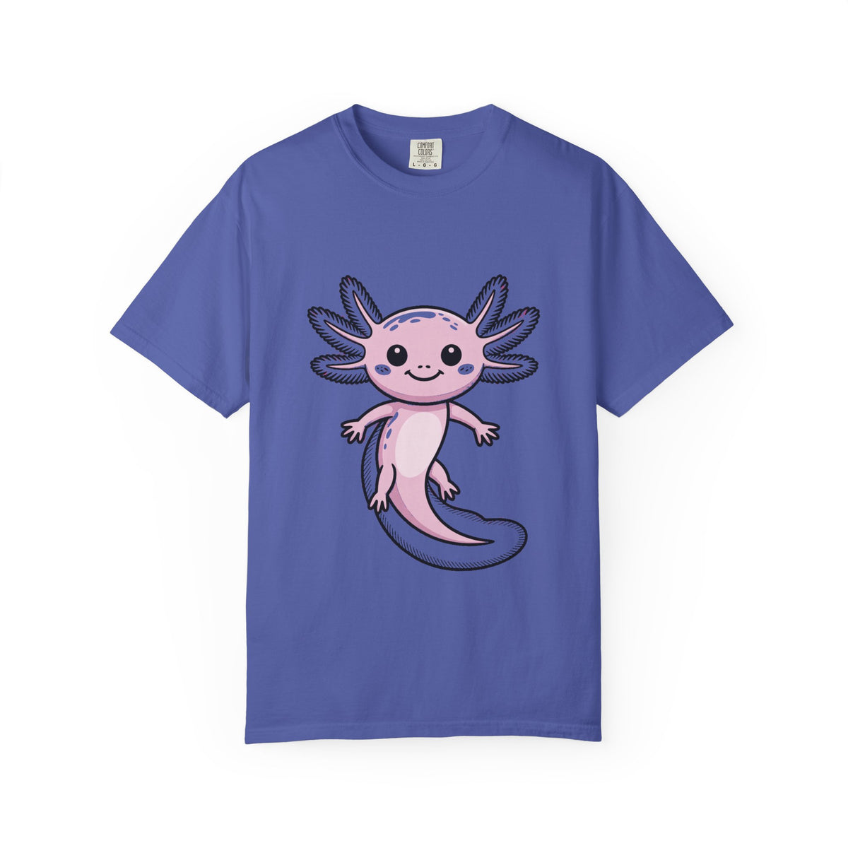 Cute Axolotl Shirt, Smiling Axolotl T-Shirt, Kawaii Axolotl Lover Gift, Garment Dyed Unisex Tee