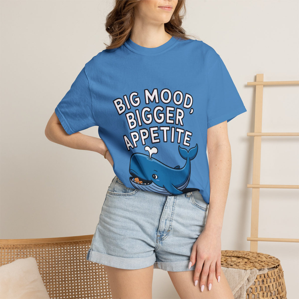 Funny Whale Shirt, Big Mood Bigger Appetite T-Shirt, Cute Snack Lover Tee, Foodie Gift for Whale Lovers