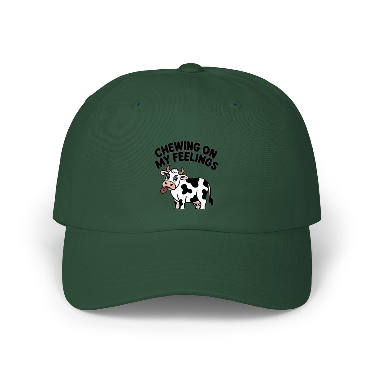 Chewing On My Feelings Dad Hat, Funny Cow Embroidered Cap, Cute Cow Lover Gift, Sarcastic Mental Health Hat, Unstructured Dad Cap
