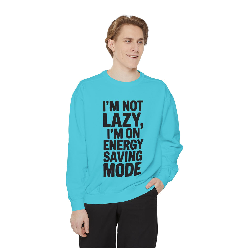 Energy Saving Mode Sweatshirt, Funny Lazy Quote Crewneck, I'm Not Lazy Embroidered Sweatshirt, Sarcastic Gift for Introvert