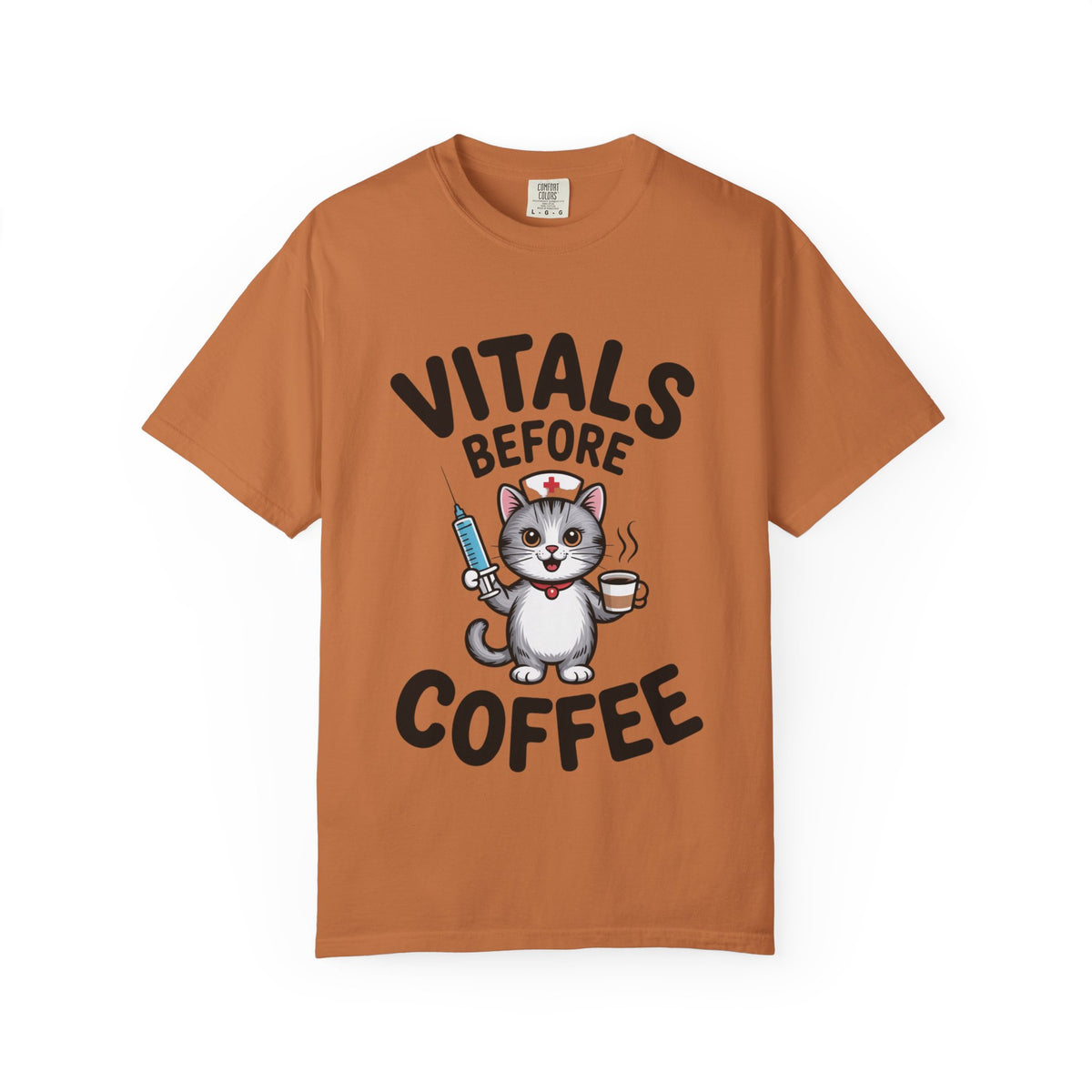 Vitals Before Coffee Nurse Shirt, Funny Nurse Cat T-Shirt, Cute Nurse Gift, Nursing Student Shirt, RN Coffee Lover Tee