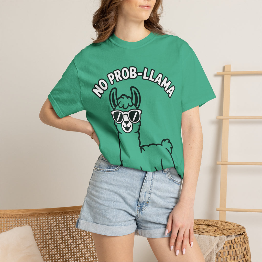 No Prob Llama Shirt, Funny Llama T-Shirt, Cute Llama Sunglasses Tee, Llama Lover Gift, Garment Dyed Unisex Shirt