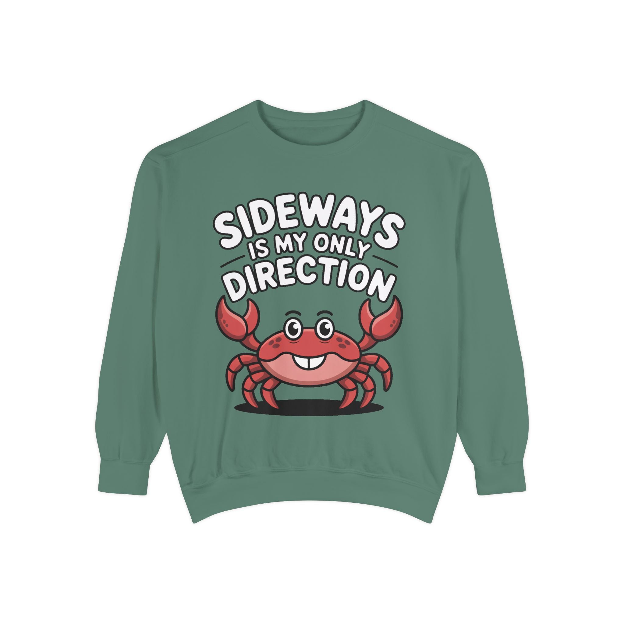 Funny Crab Sweatshirt, Sideways Is My Only Direction Crewneck, Cute Crab Lover Gift, Embroidered Patch Style Beach Sweatshirt