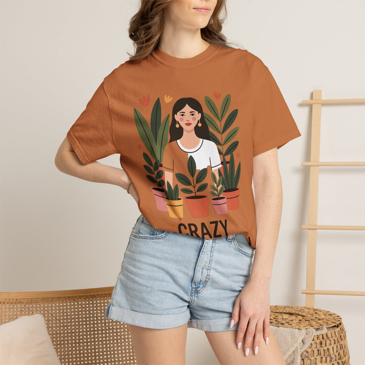Crazy Plant Lady Shirt, Cute Plant Lover T-Shirt, Botanical Illustration Tee, Funny Gardener Gift, Plant Mom Shirt for Women