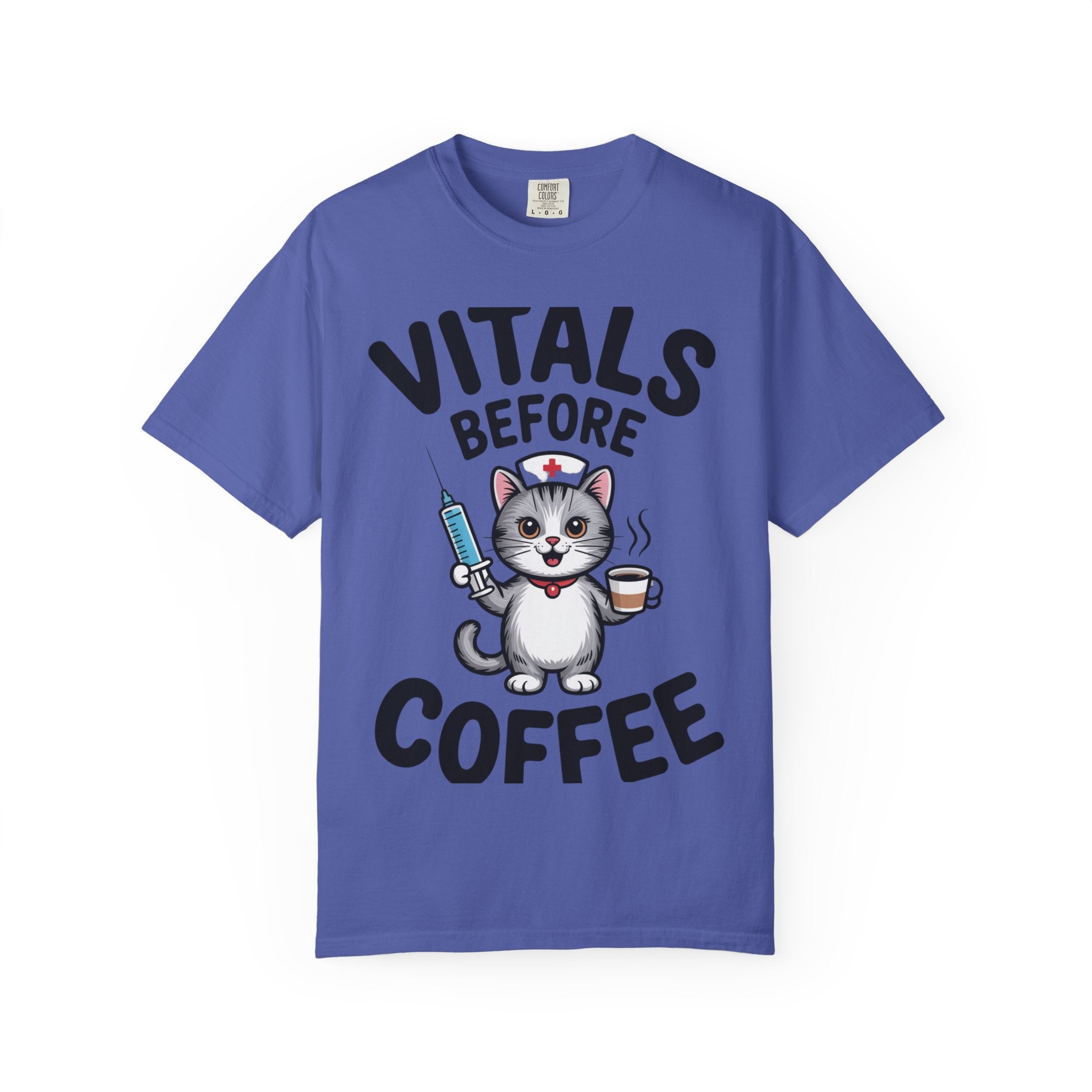 Vitals Before Coffee Nurse Shirt, Funny Nurse Cat T-Shirt, Cute Nurse Gift, Nursing Student Shirt, RN Coffee Lover Tee