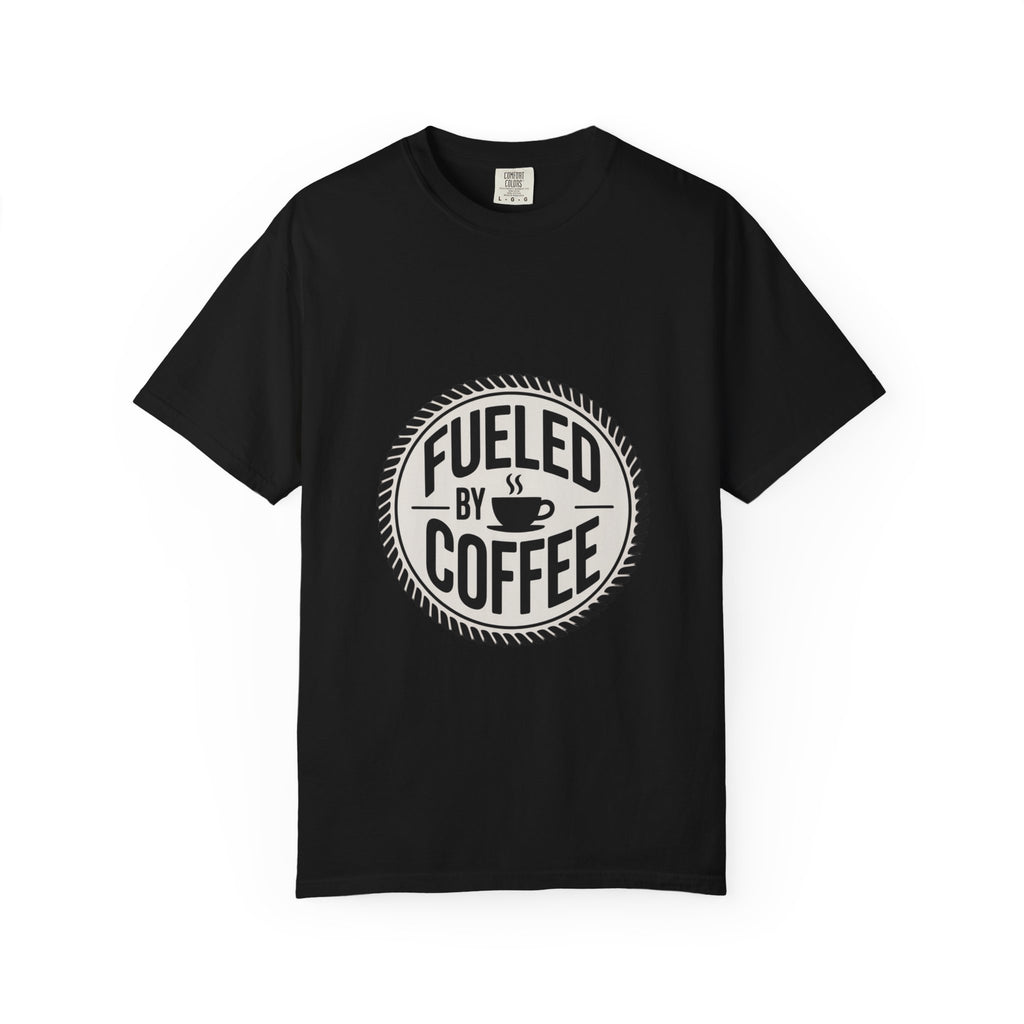 Fueled By Coffee Badge Shirt, Vintage Coffee Lover T-Shirt, Retro Coffee Stamp Logo Tee, Funny Coffee Addict Gift