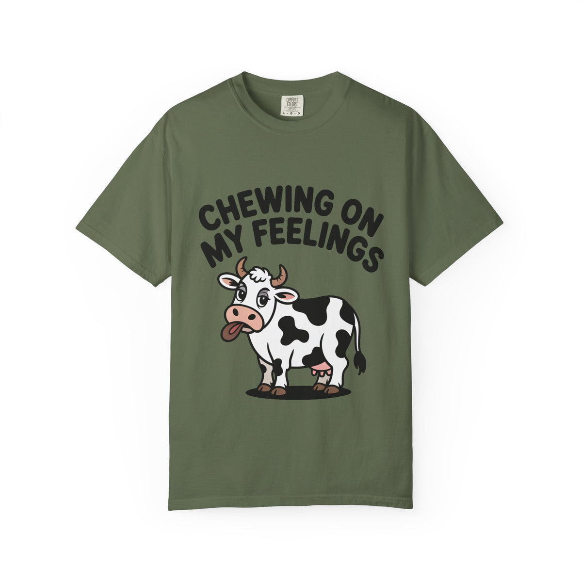 Chewing On My Feelings Cow Shirt, Funny Cow T-Shirt, Cute Cartoon Cow Tee, Sarcastic Farm Animal Gift, Mental Health Humor Shirt