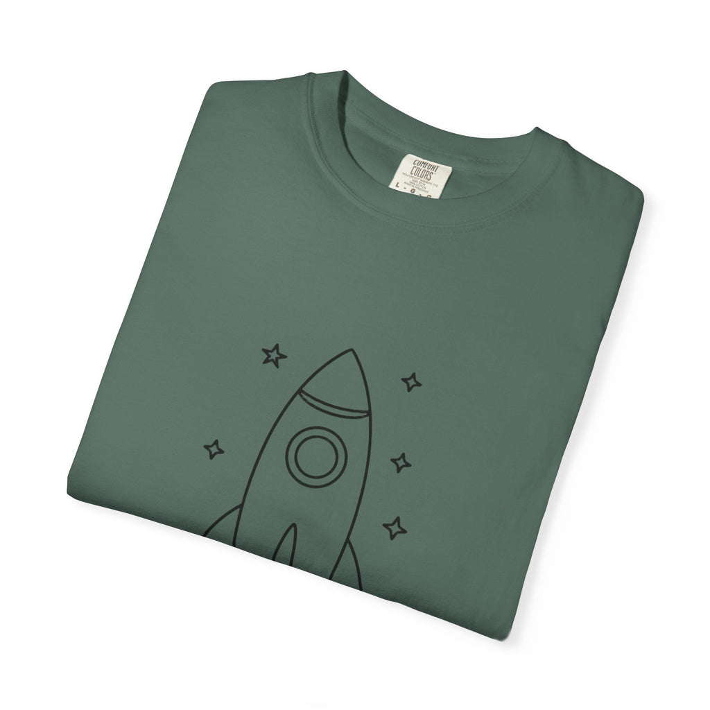 Rocket Ship Line Art Shirt, Minimalist Chase The Stars T-Shirt, Single Line Space Tee, Cute Rocket Tattoo Style Shirt Gift