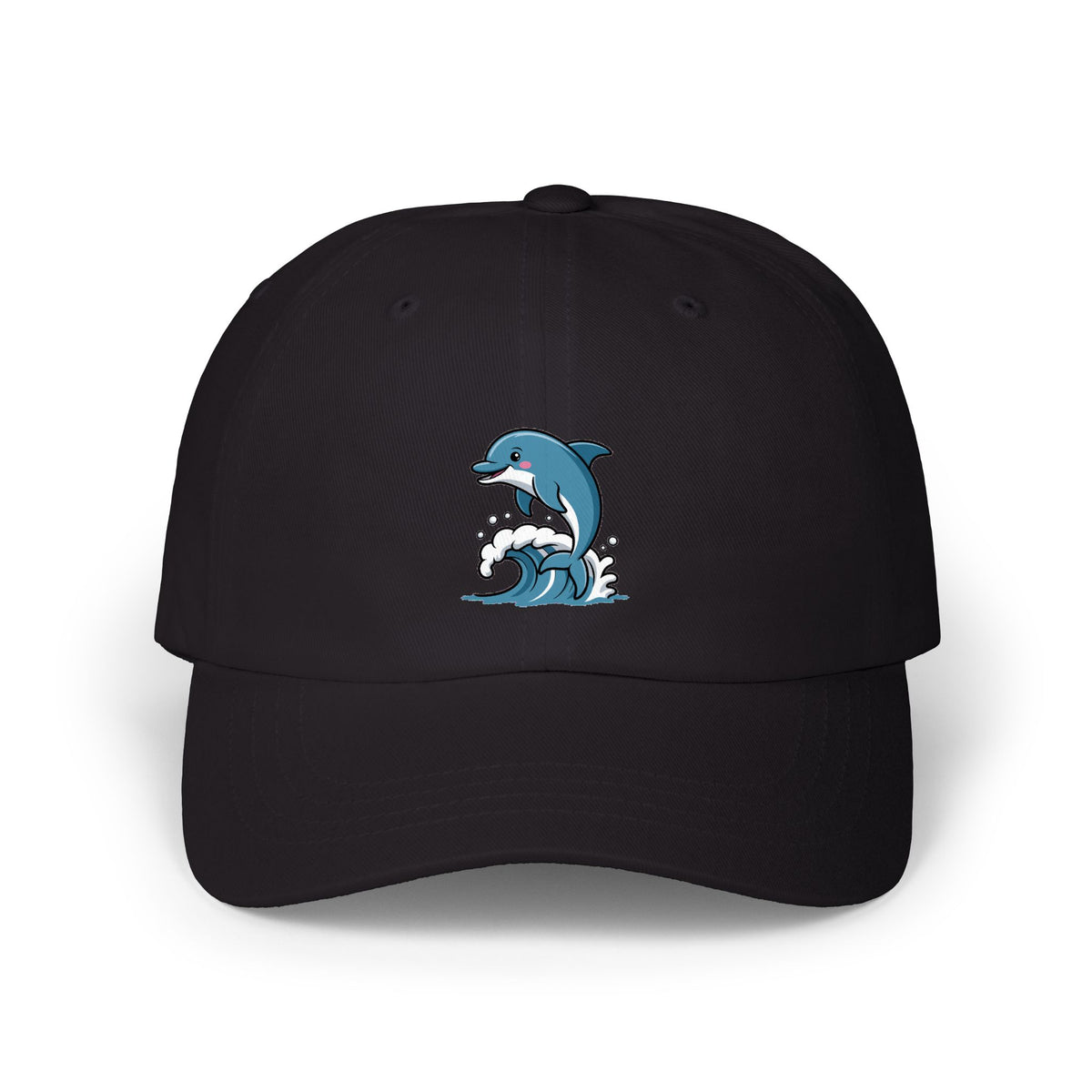 Dolphin Dad Hat, Cute Jumping Dolphin Cap, Ocean Wave Embroidered Hat, Beach Lover Gift, Unstructured 6-Panel Dad Cap