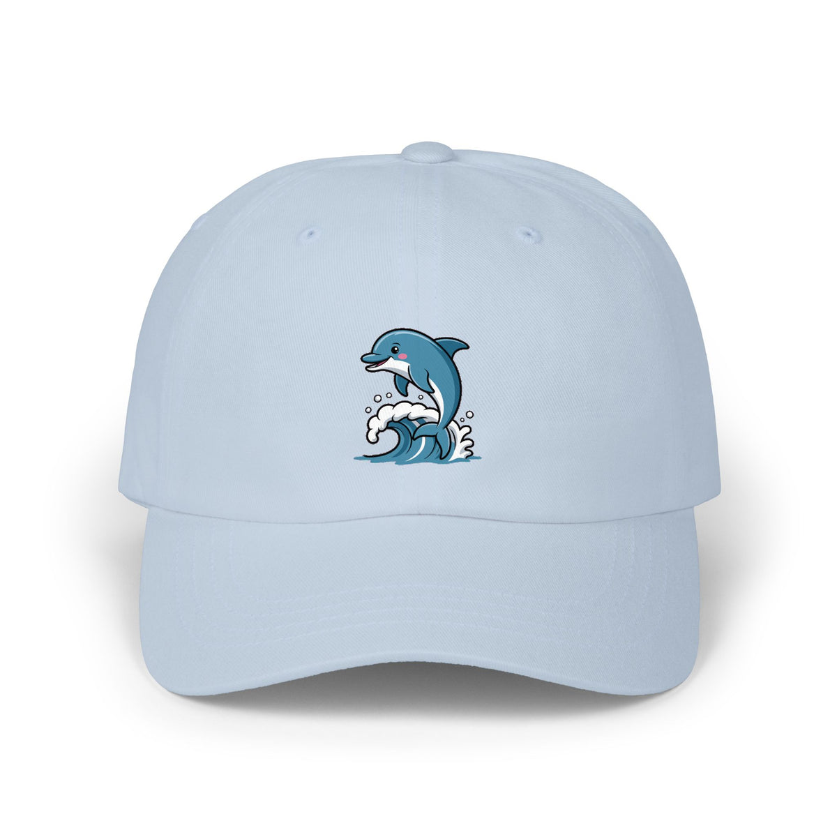 Dolphin Dad Hat, Cute Jumping Dolphin Cap, Ocean Wave Embroidered Hat, Beach Lover Gift, Unstructured 6-Panel Dad Cap