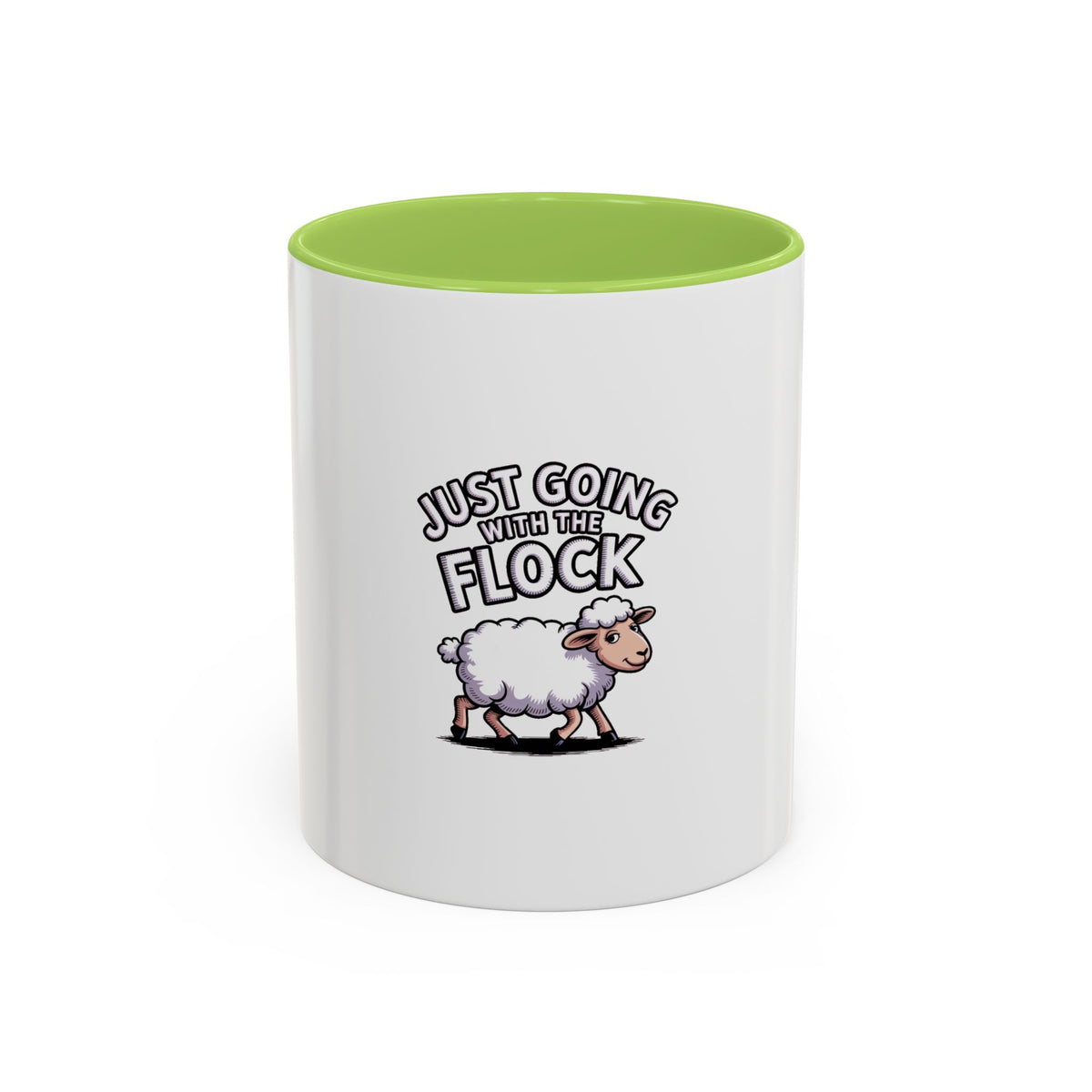 Funny Sheep Mug, Going With The Flock Coffee Mug, Cute Cartoon Sheep Gift, Sarcastic Farm Animal Mug, Funny Coworker Gift Cup