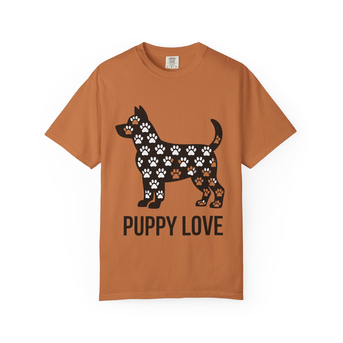Puppy Love Dog Shirt, Cute Dog Silhouette T-Shirt, Paw Print Pattern Tee, Dog Lover Gift, Minimalist Dog Mom Shirt