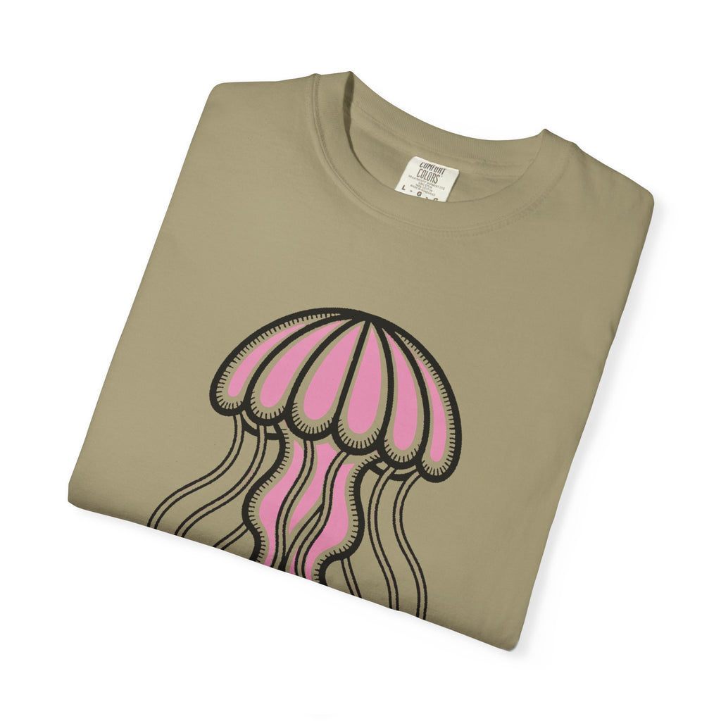 Cute Jellyfish T-Shirt, Glowing Jellyfish Graphic Tee, Ocean Lover Gift, Garment-Dyed Unisex Shirt for Beach and Aquarium Fans