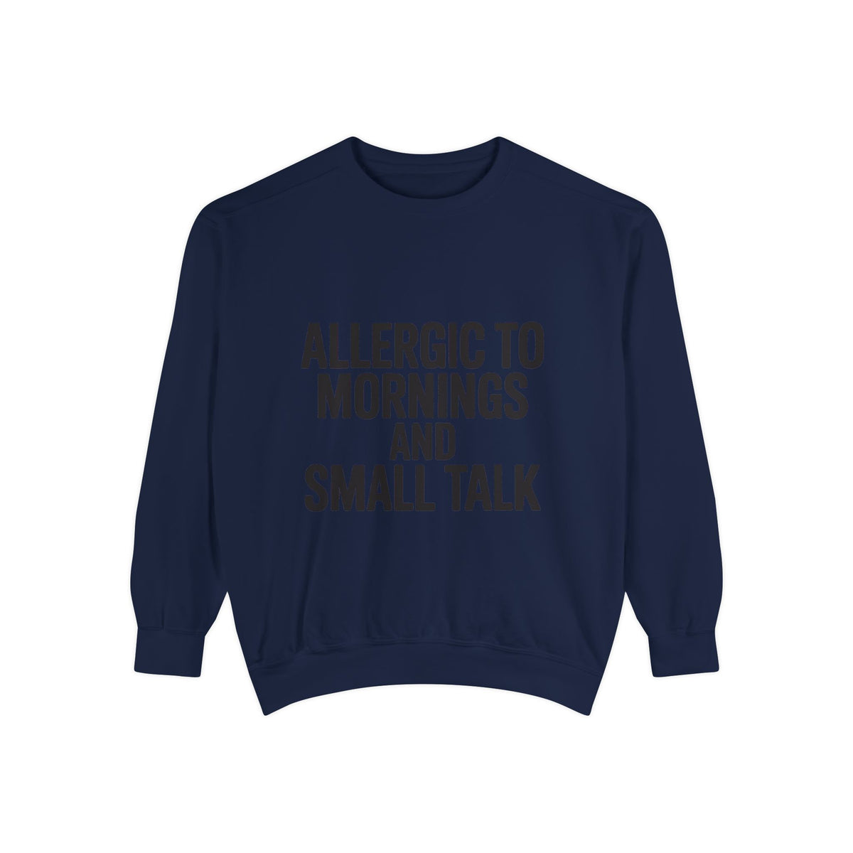 Allergic To Mornings And Small Talk Sweatshirt, Funny Embroidered Crewneck, Sarcastic Quote Sweatshirt, Introvert Gift