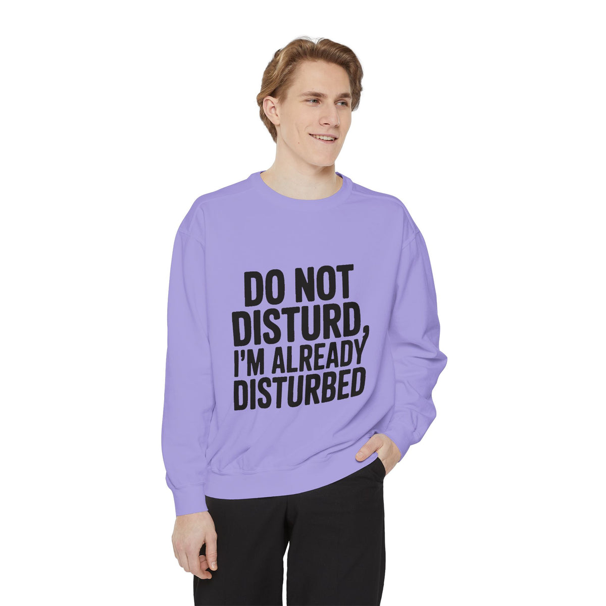 Do Not Disturb Already Disturbed Sweatshirt, Funny Sarcastic Crewneck, Embroidered Patch Style Pullover, Introvert Gift