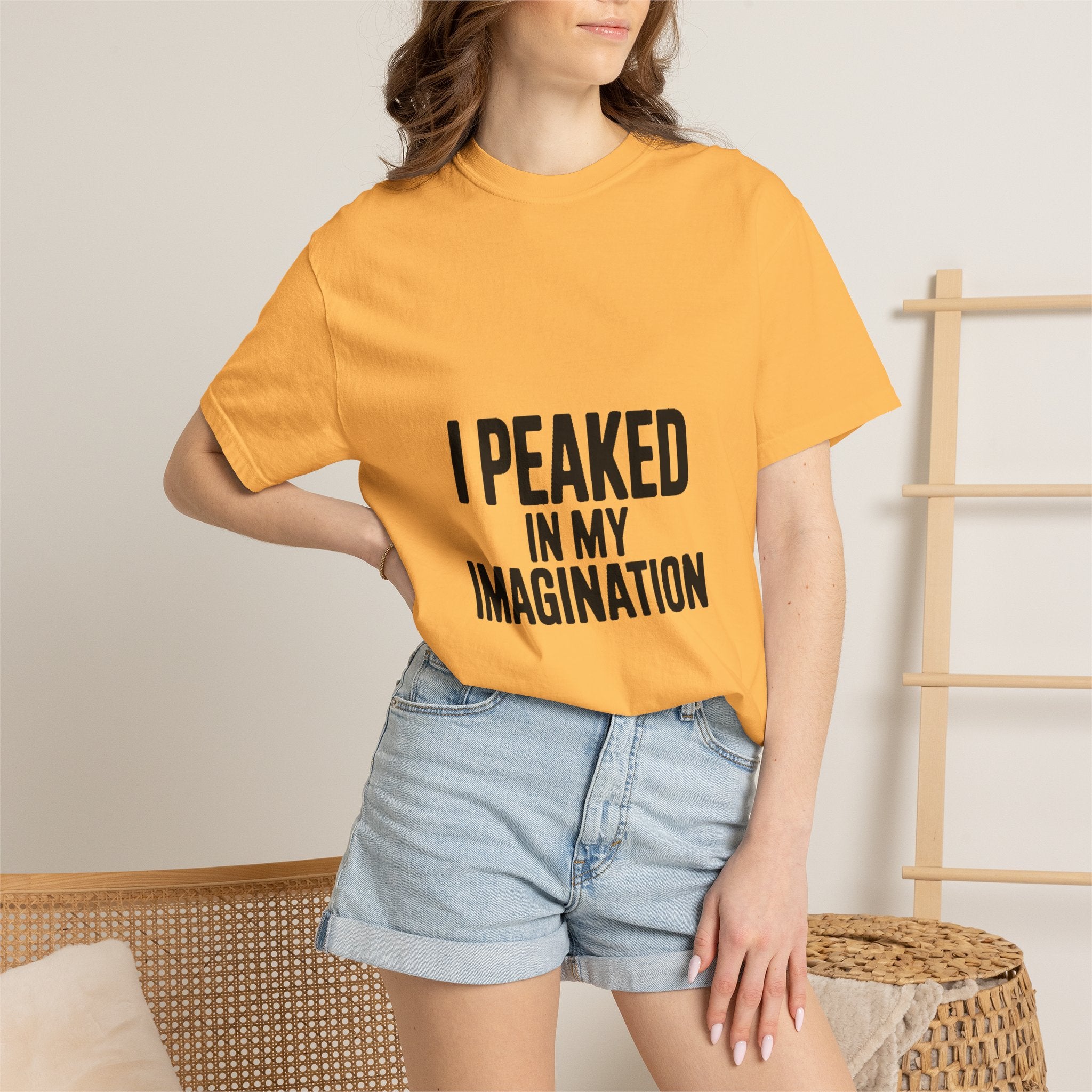 I Peaked In My Imagination Shirt, Funny Sarcastic T-Shirt, Bold Typography Tee, Daydreamer Gift, Minimalist Statement Shirt