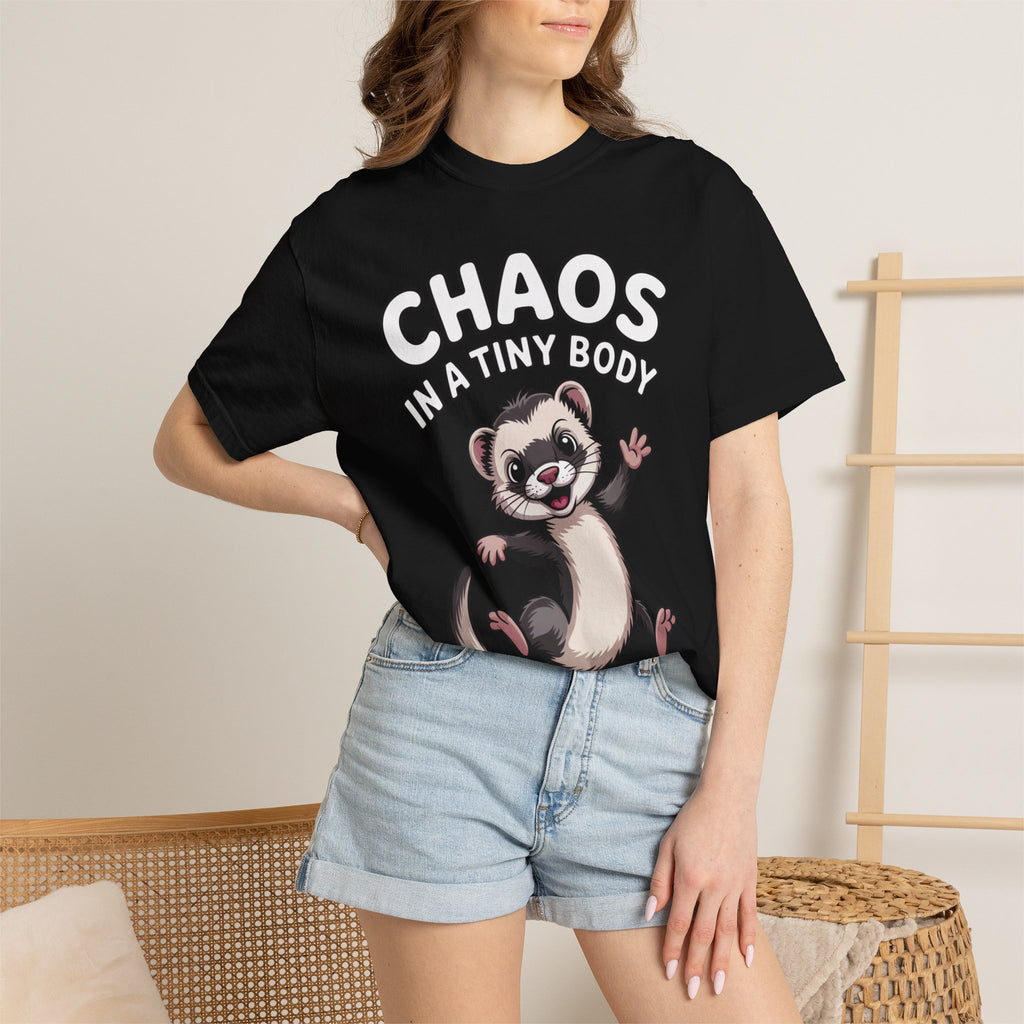 Funny Ferret Shirt, Chaos In A Tiny Body T-Shirt, Cute Ferret Lover Gift, Funny Pet Owner Tee, Ferret Mom Dad Shirt