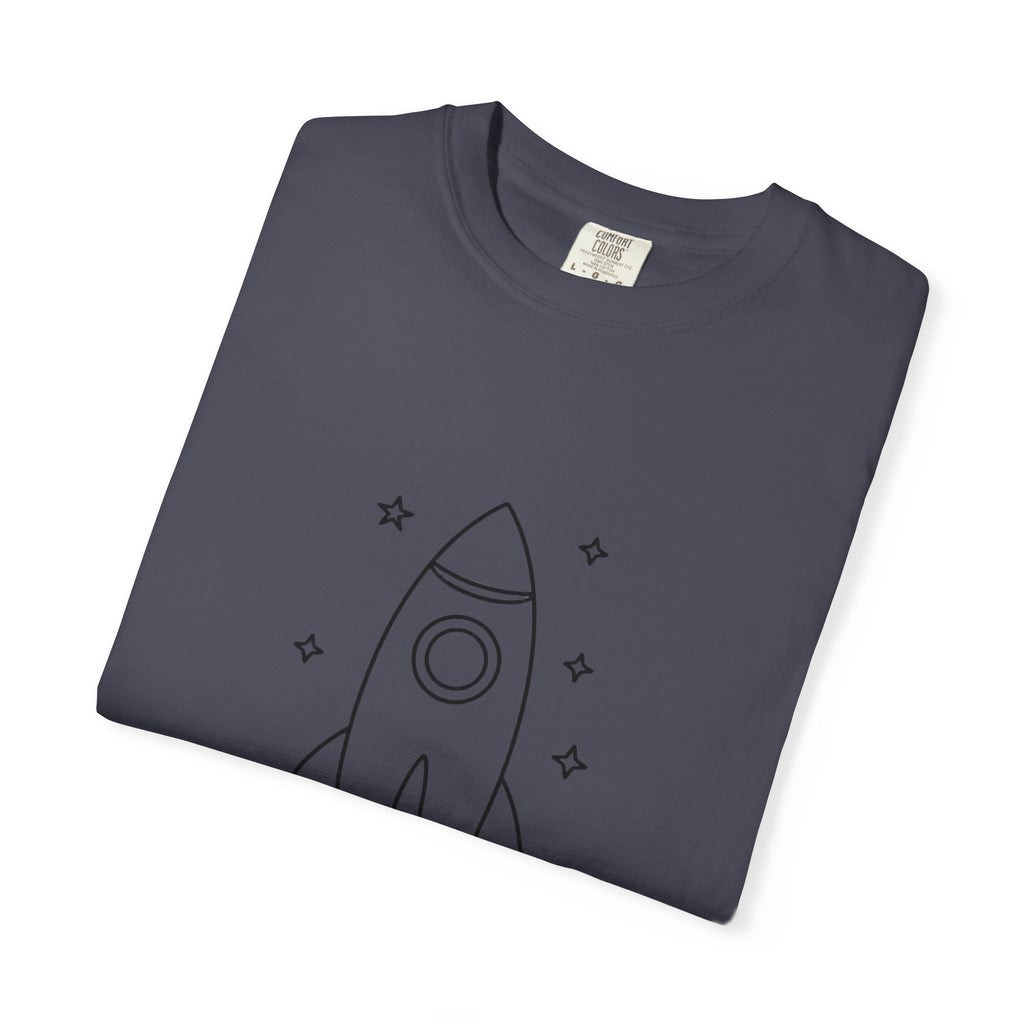 Rocket Ship Line Art Shirt, Minimalist Chase The Stars T-Shirt, Single Line Space Tee, Cute Rocket Tattoo Style Shirt Gift