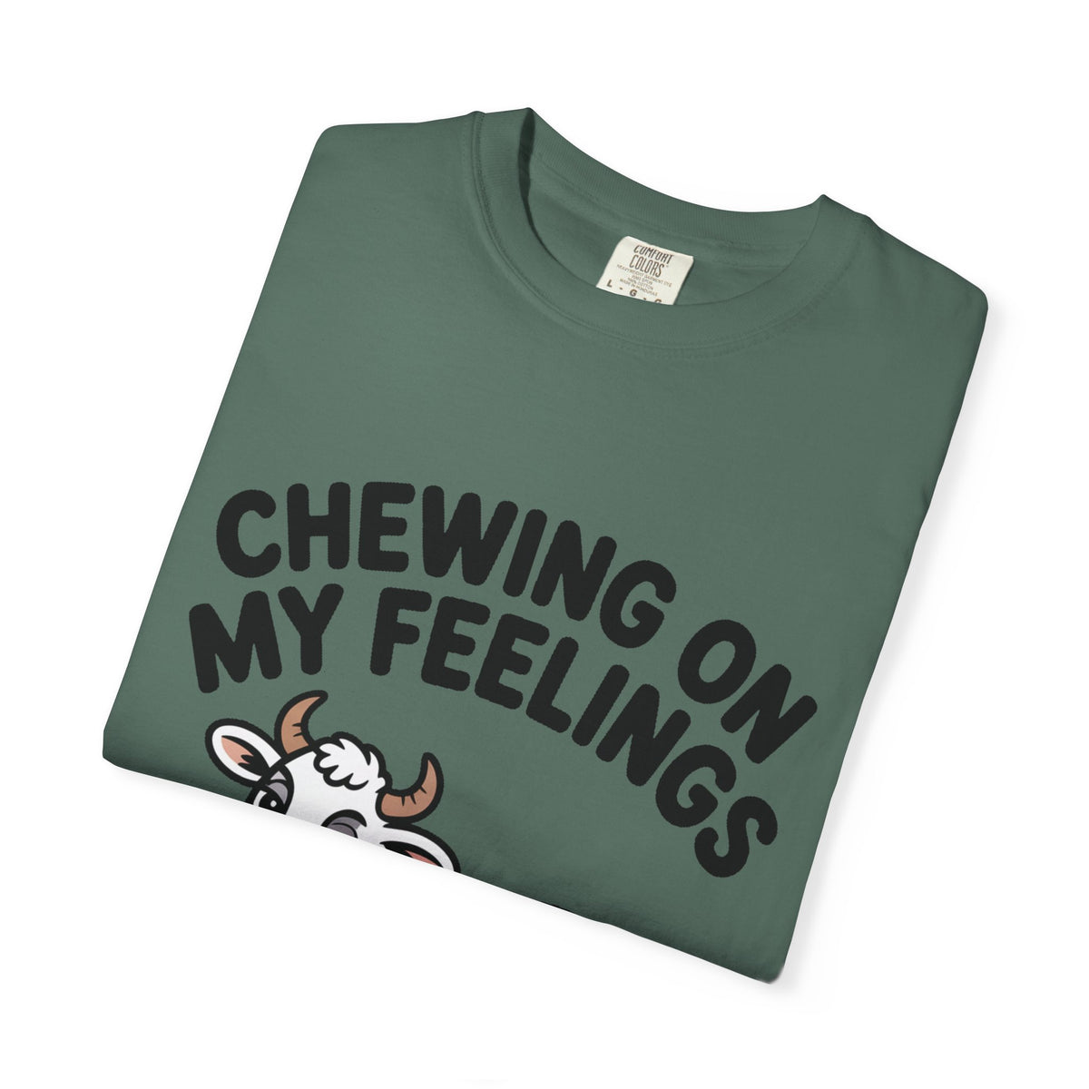 Chewing On My Feelings Cow Shirt, Funny Cow T-Shirt, Cute Cartoon Cow Tee, Sarcastic Farm Animal Gift, Mental Health Humor Shirt