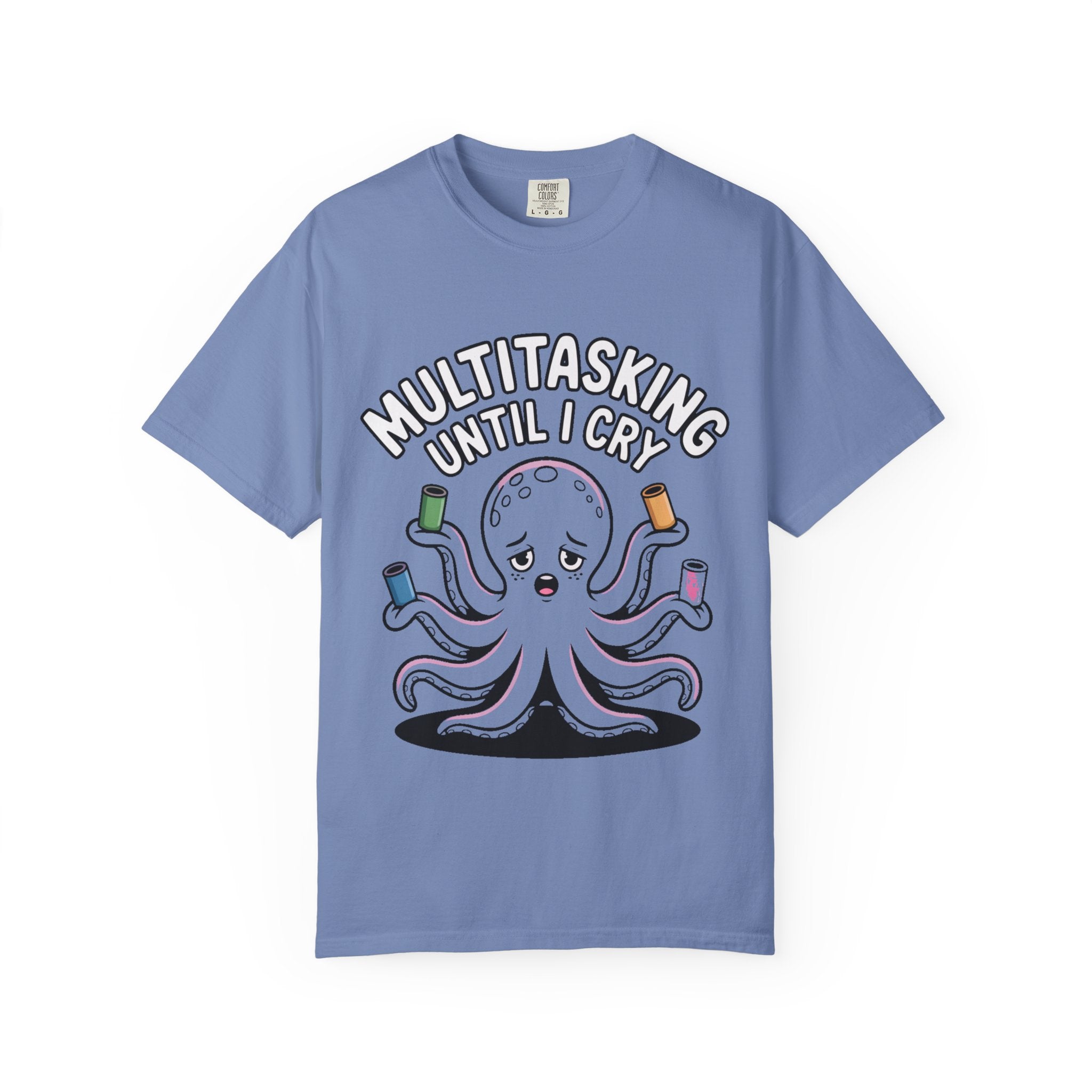 Multitasking Octopus Shirt, Funny Stressed Octopus T-Shirt, Multitasking Until I Cry Tee, Cute Cartoon Octopus Gift