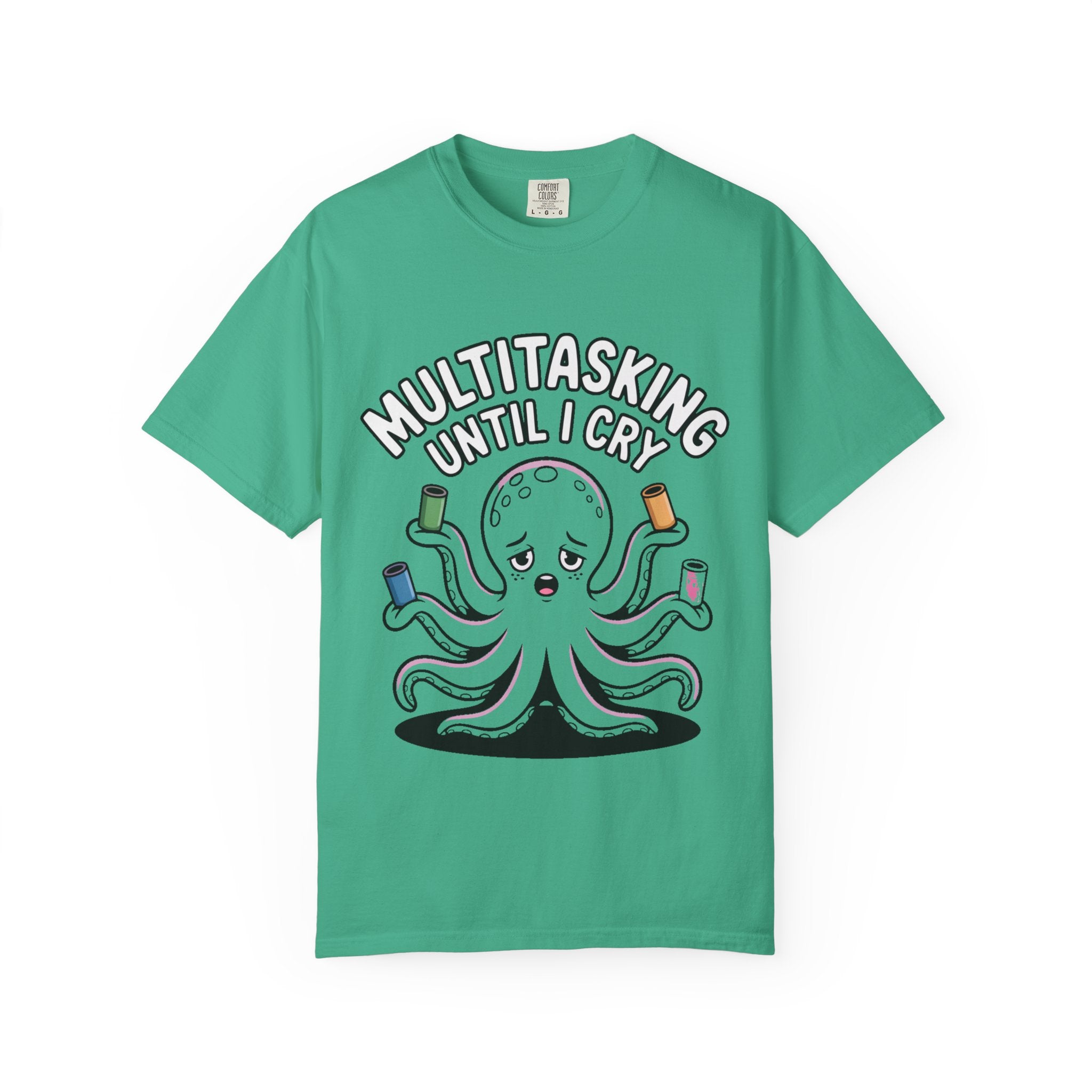 Multitasking Octopus Shirt, Funny Stressed Octopus T-Shirt, Multitasking Until I Cry Tee, Cute Cartoon Octopus Gift