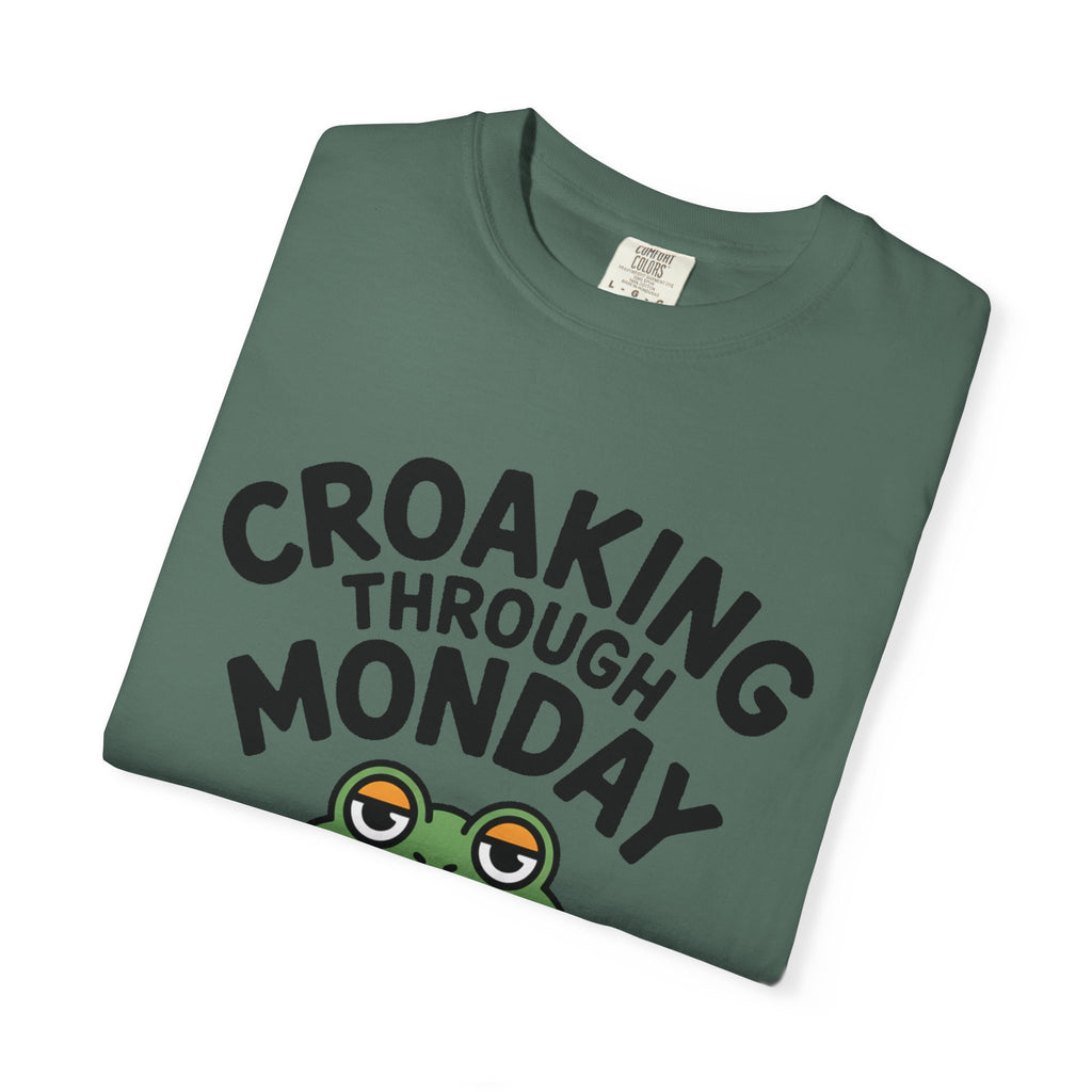 Croaking Through Monday Shirt, Funny Frog Coffee T-Shirt, Cute Frog Lover Gift, Monday Mood Tee, Sarcastic Frog Shirt