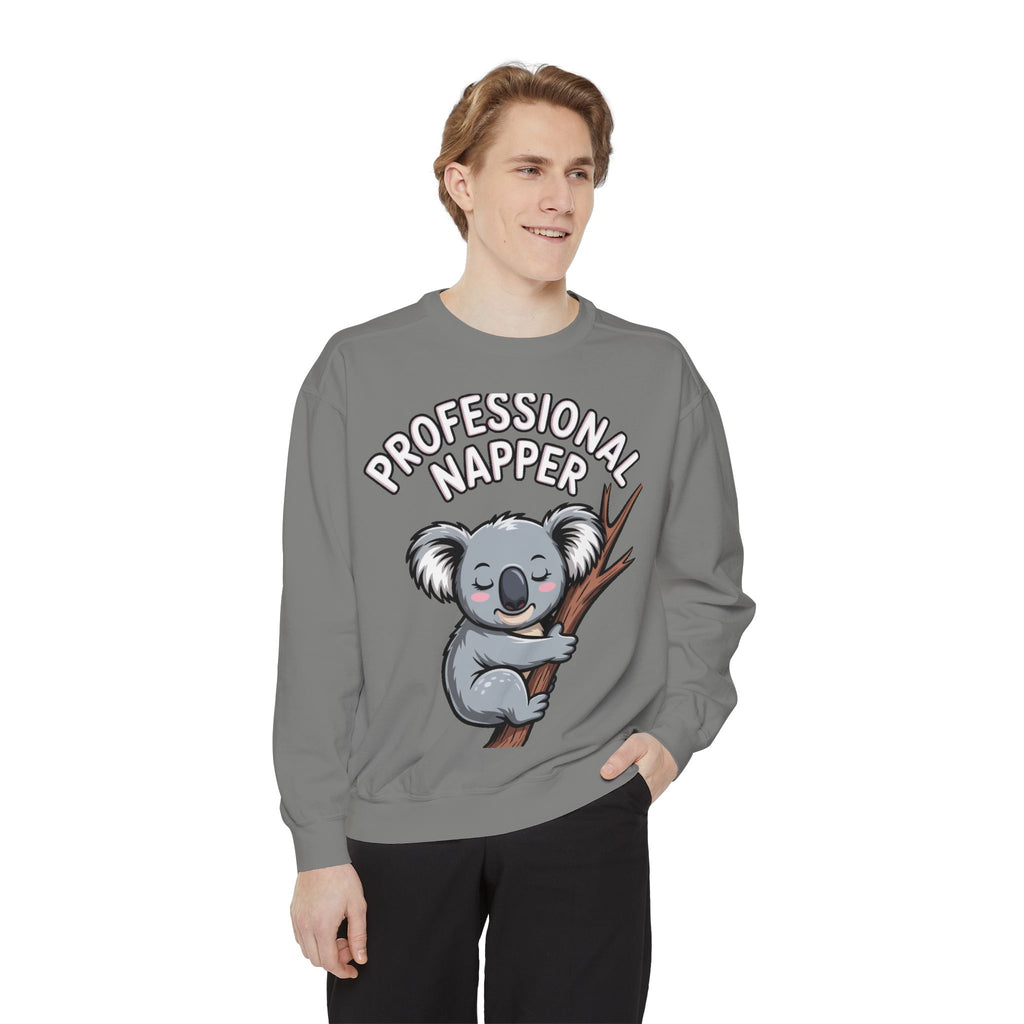 Professional Napper Koala Sweatshirt, Funny Koala Crewneck, Cute Nap Lover Gift, Cozy Animal Sweatshirt for Sleepy Souls