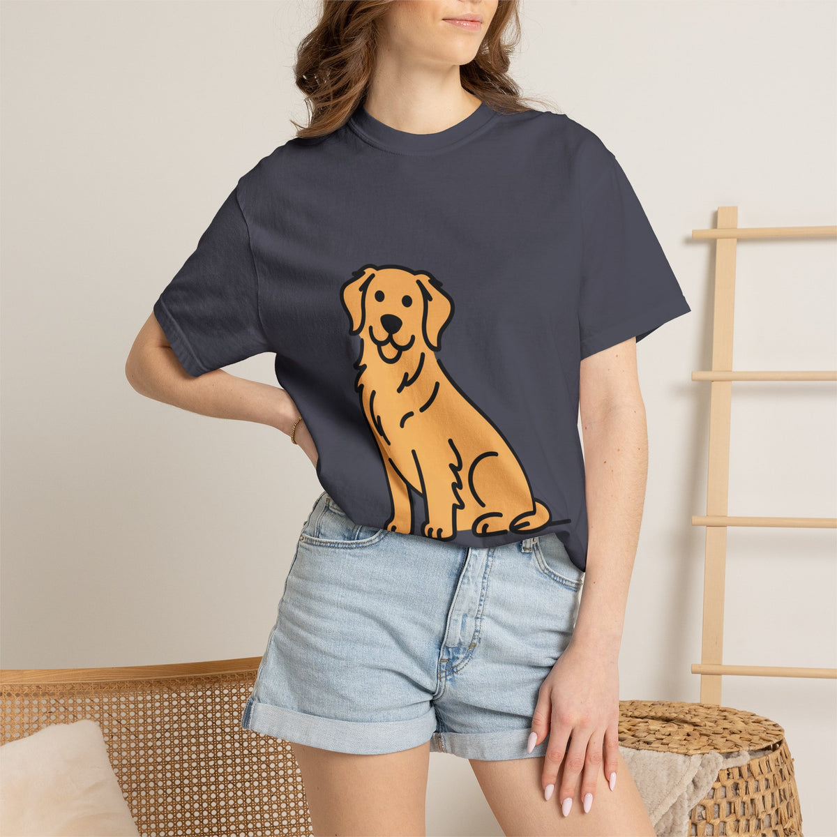 Golden Retriever Shirt, Minimalist Dog Silhouette T-Shirt, Cute Line Art Dog Lover Gift, Retriever Mom Dad Tee
