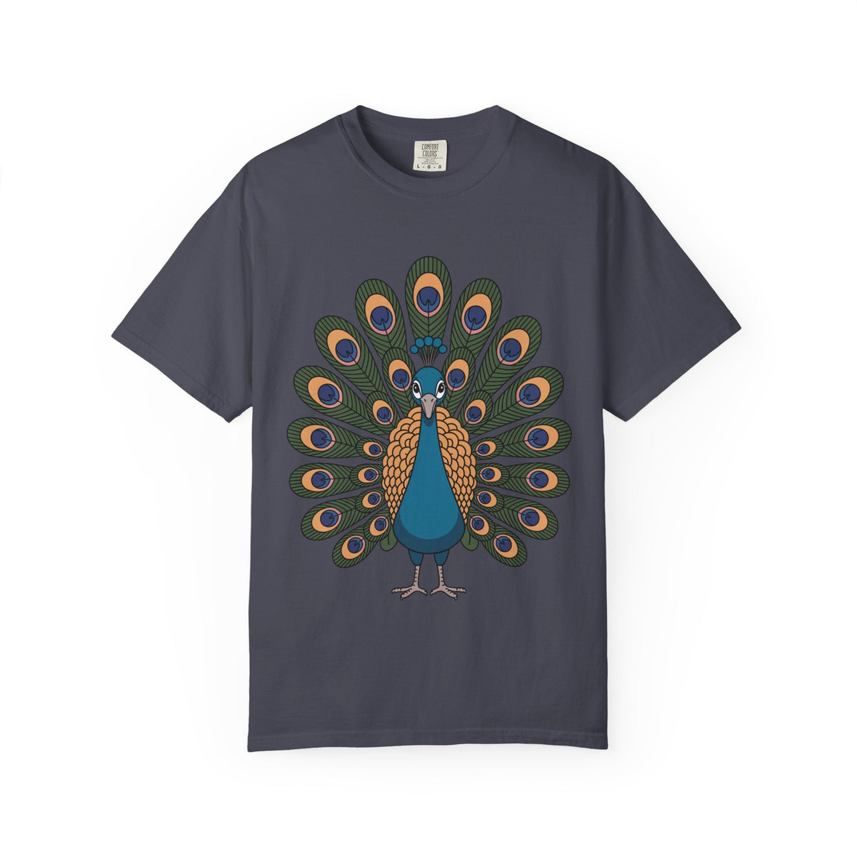 Cute Peacock T-Shirt, Fanned Feathers Bird Lover Gift Tee, Cartoon Peacock Graphic Shirt for Nature Lovers