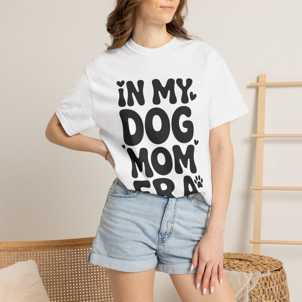 In My Dog Mom Era Shirt, Trendy Dog Mom T-Shirt, Funny Dog Lover Gift, Bold Typography Tee for Women, Cute Paw Print Heart Shirt