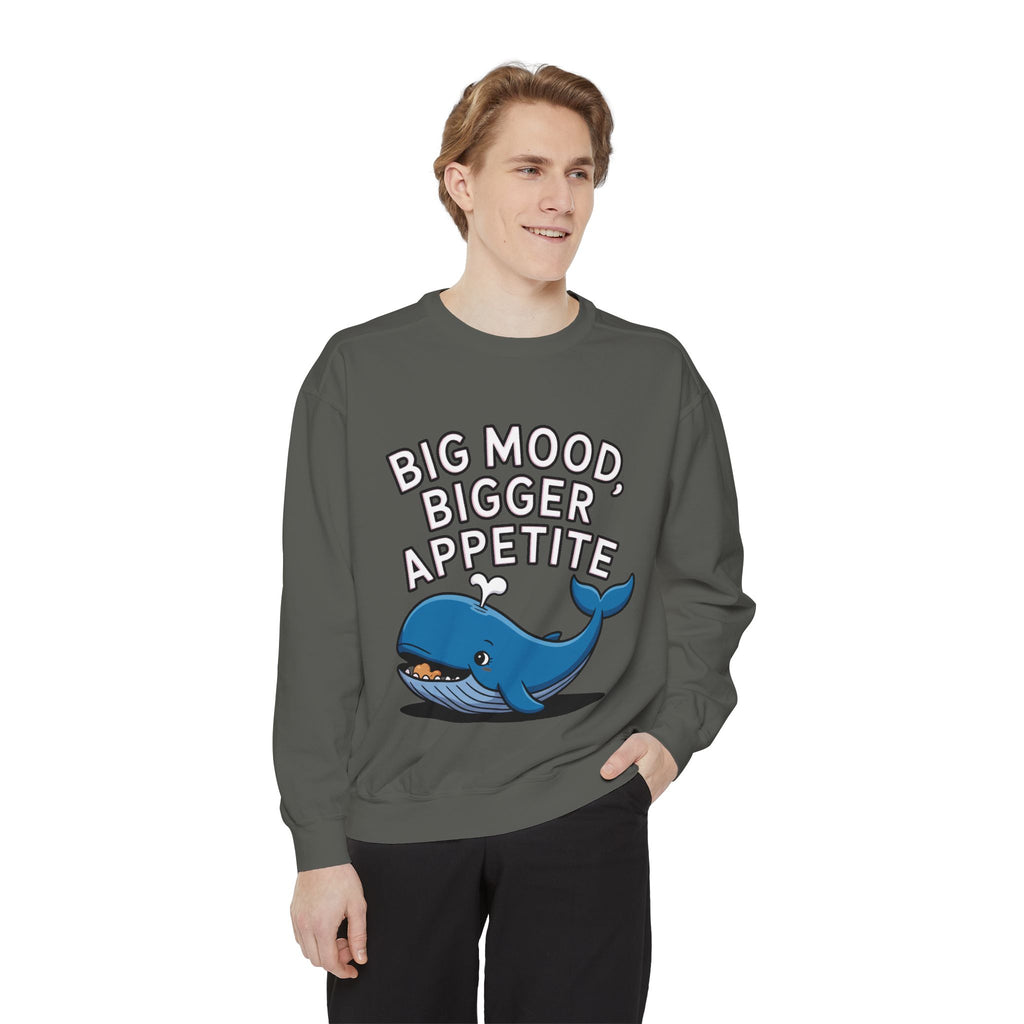 Big Mood Whale Sweatshirt, Funny Whale Snack Crewneck, Cute Cartoon Whale Lover Gift, Big Appetite Sweatshirt