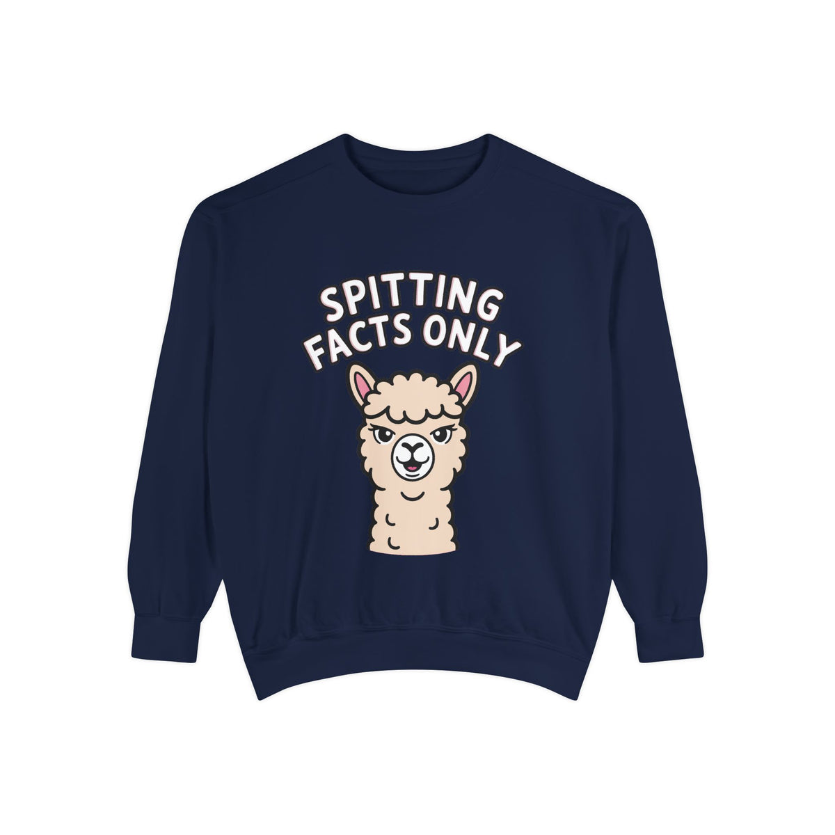 Alpaca Spitting Facts Sweatshirt, Funny Sassy Alpaca Crewneck, Cute Embroidered-Style Animal Sweatshirt, Alpaca Lover Gift