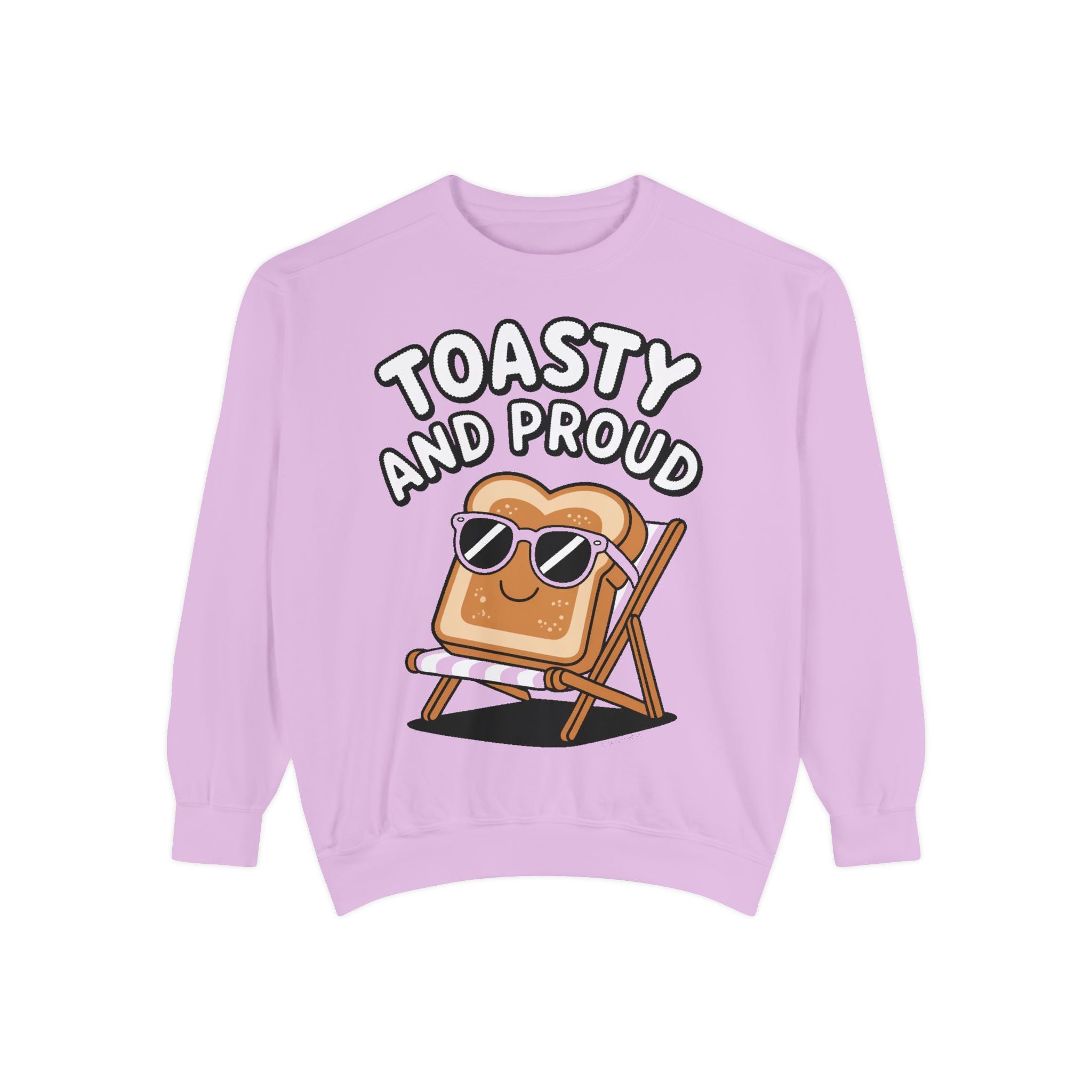 Toasty And Proud Sweatshirt, Funny Toast Bread Crewneck, Cute Beach Chair Toast Embroidered Sweatshirt, Funny Food Lover Gift