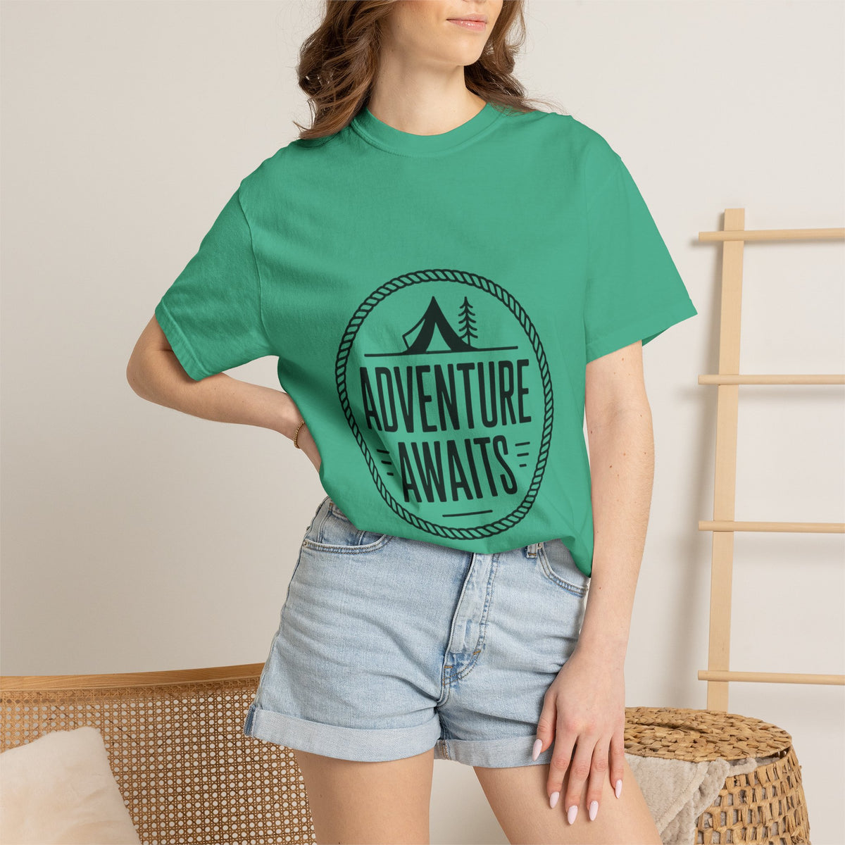 Adventure Awaits Camp Badge Shirt, Vintage Camping T-Shirt, Outdoor Lover Gift, Retro Hiking Tee, Pine Tree Nature Shirt