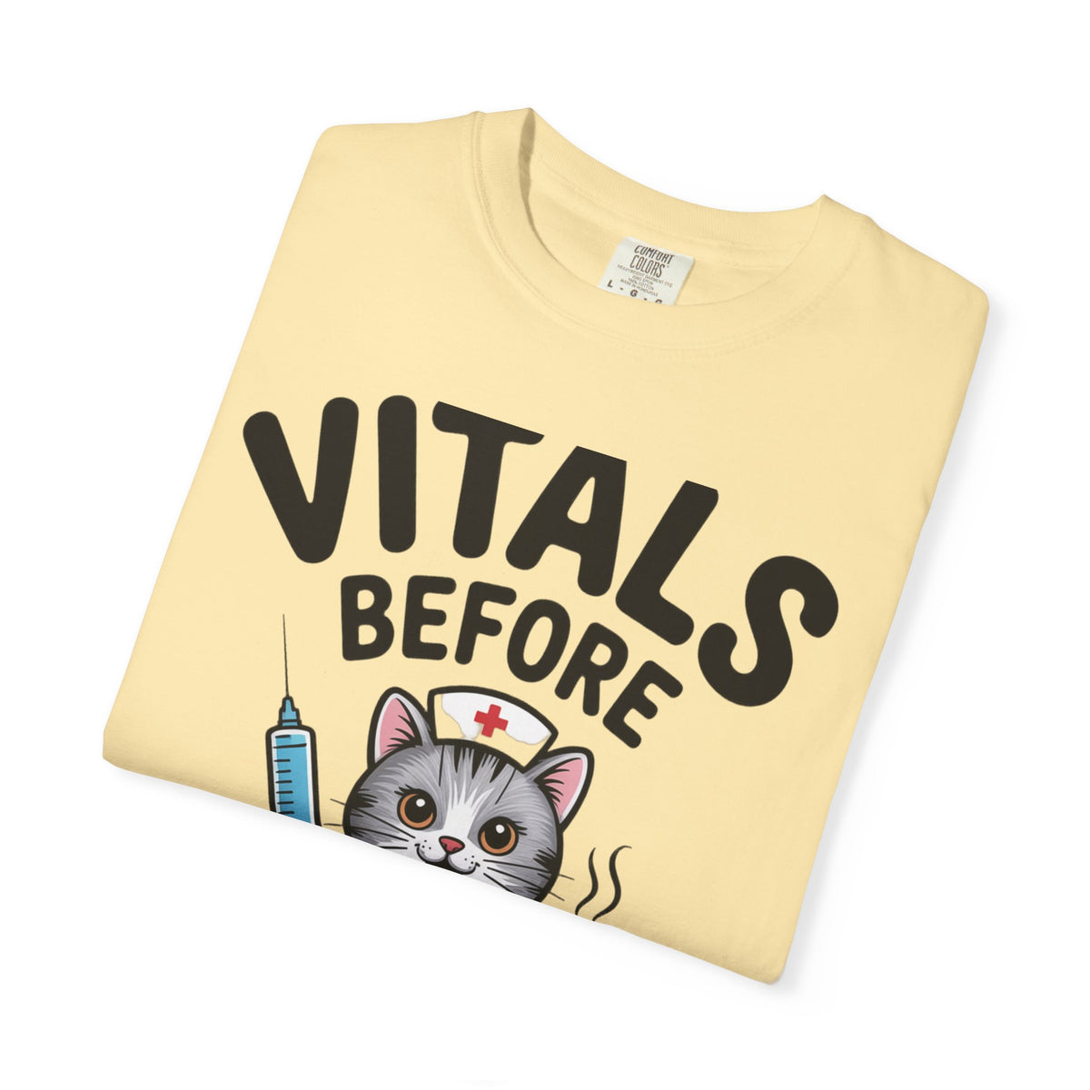 Vitals Before Coffee Nurse Shirt, Funny Nurse Cat T-Shirt, Cute Nurse Gift, Nursing Student Shirt, RN Coffee Lover Tee
