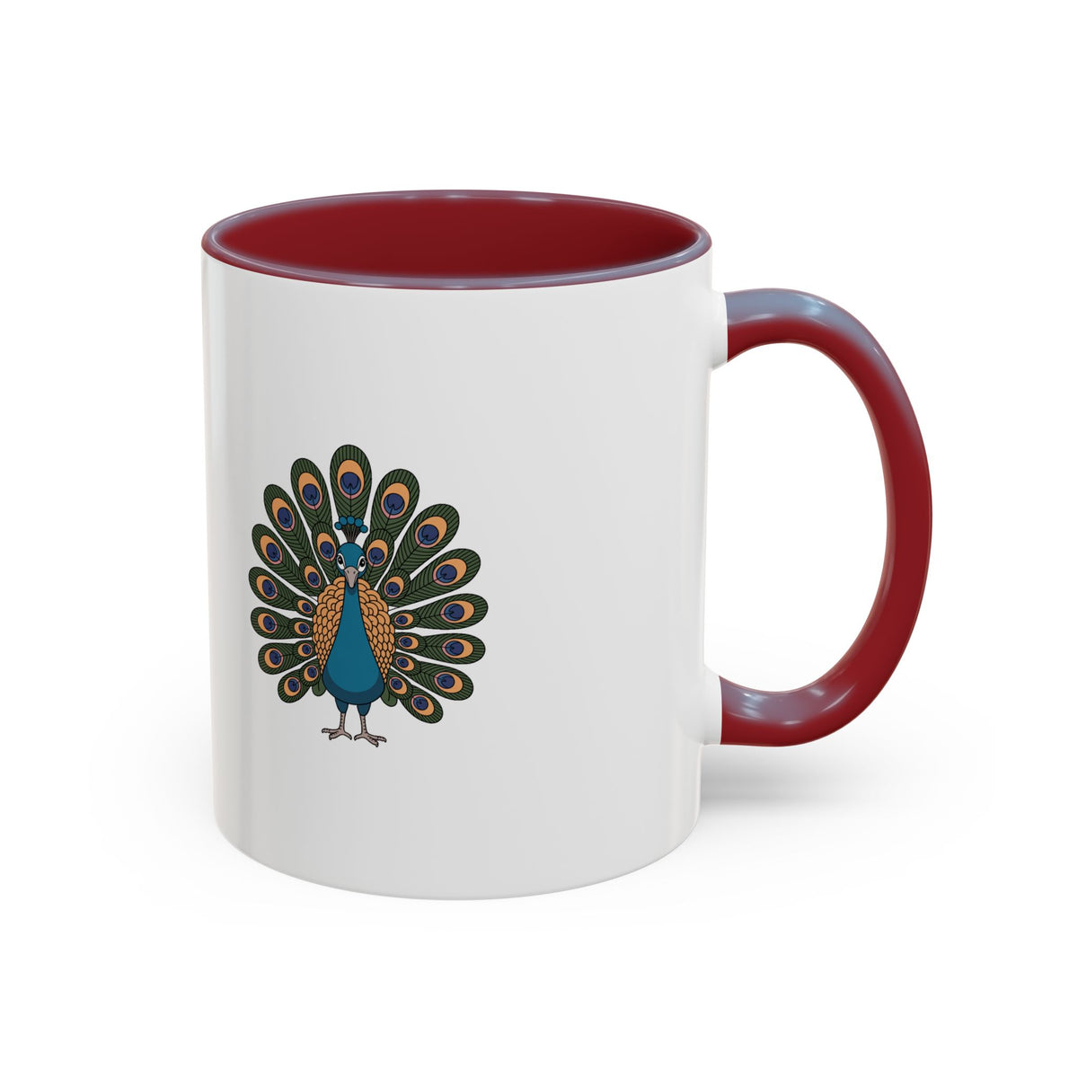 Cute Peacock Mug, Fanned Feather Peacock Coffee Cup, Bird Lover Gift, Cartoon Peacock Ceramic Mug, Colorful Feather Pattern Mug