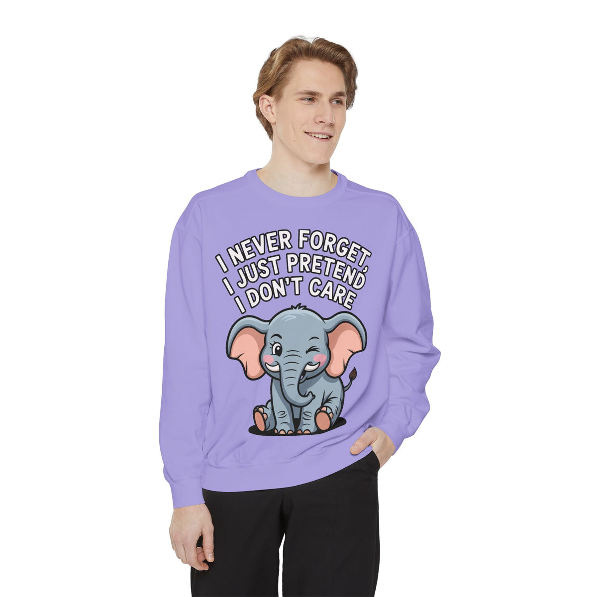 Funny Elephant Sweatshirt, I Never Forget Crewneck, Sarcastic Elephant Pullover, Funny Animal Lover Gift, Embroidered Patch Style