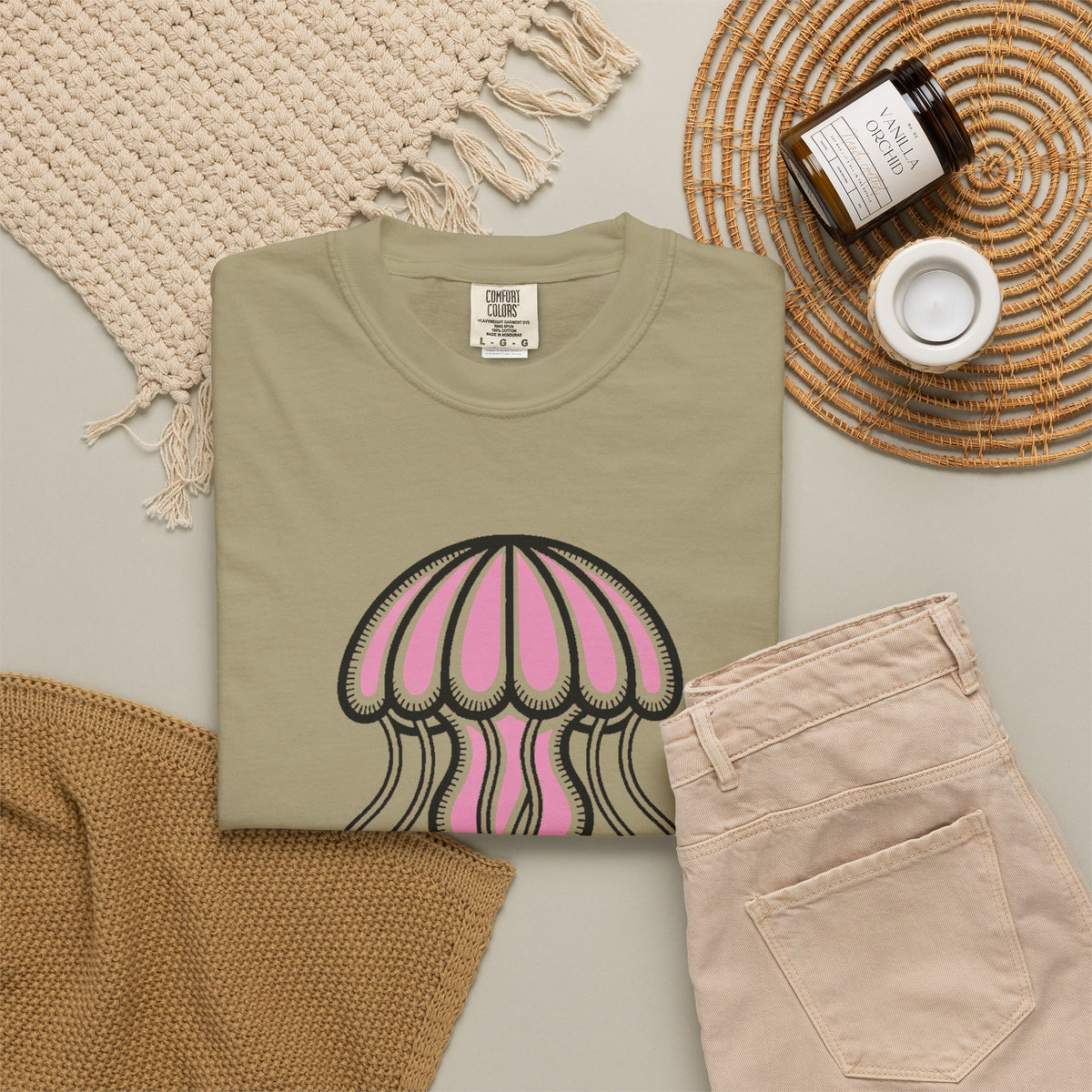 Cute Jellyfish T-Shirt, Glowing Jellyfish Graphic Tee, Ocean Lover Gift, Garment-Dyed Unisex Shirt for Beach and Aquarium Fans